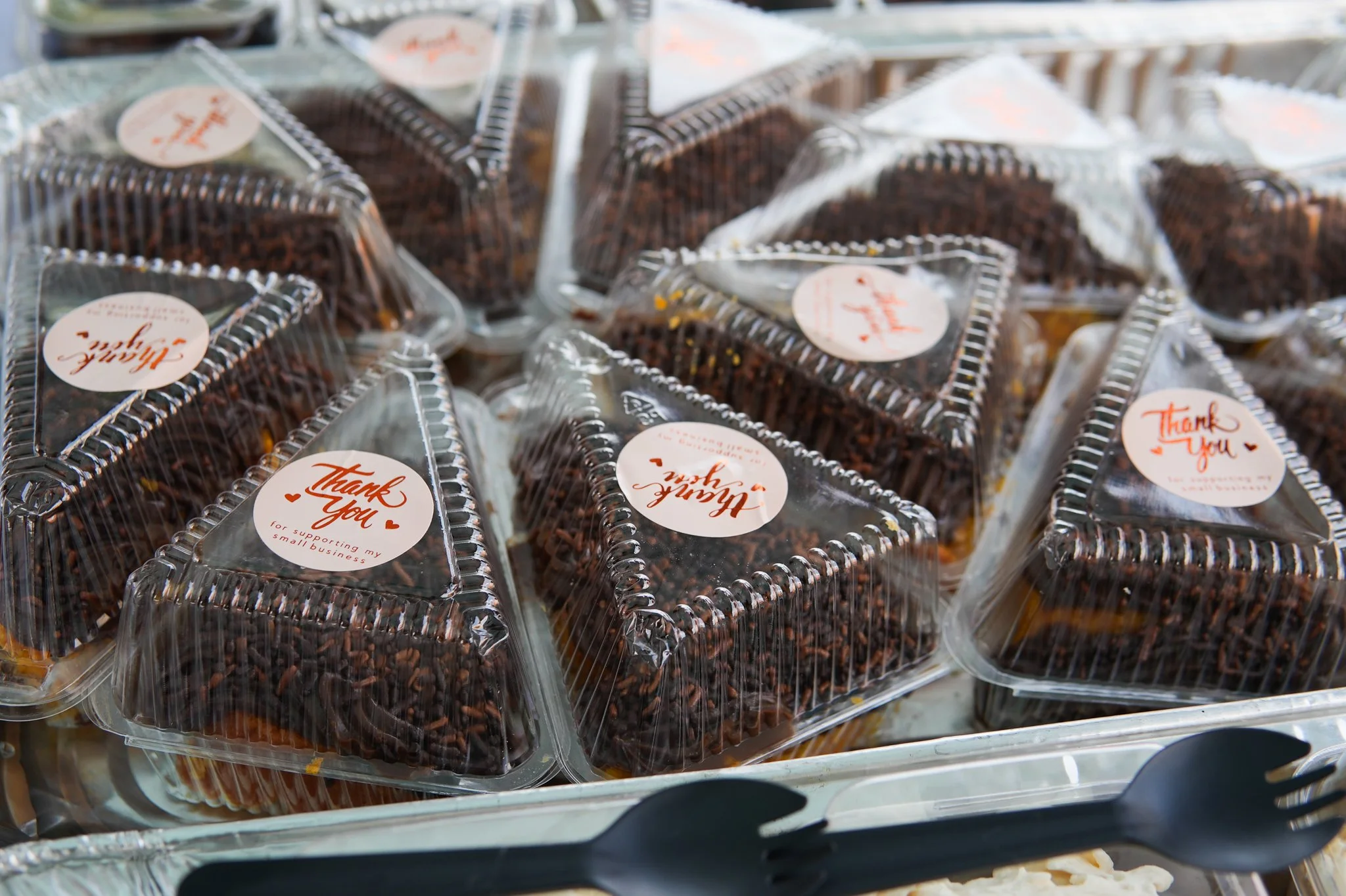 Assorted boxed desserts with