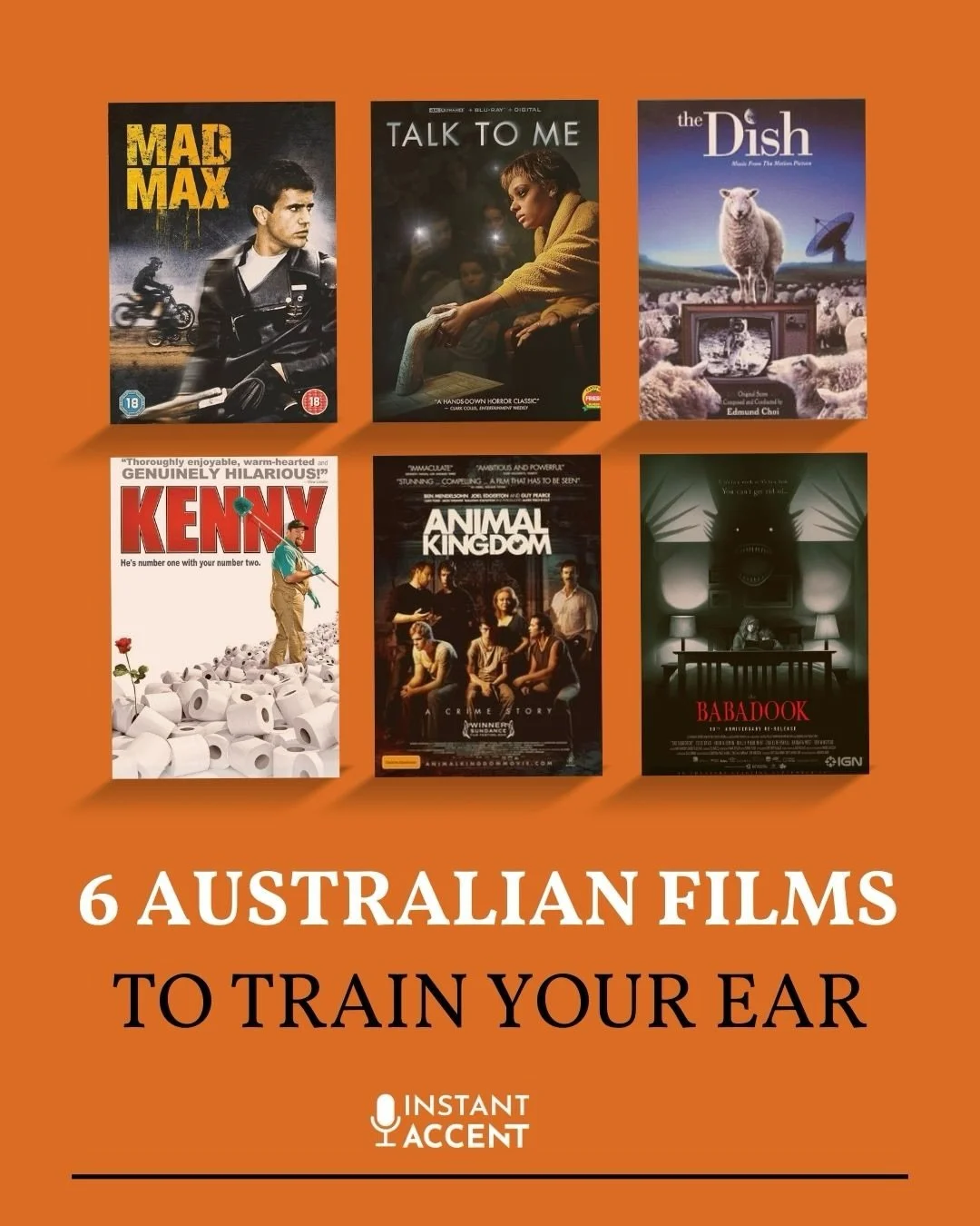 Films with Australian accents to train your ears 🇦🇺🎬😍

Got an audition with an Australian accent?! Here are some great films to train your ears with different regions in Australia.

Line-up:

Mad Max (1979) &ndash; Victoria Australian 

Animal Ki
