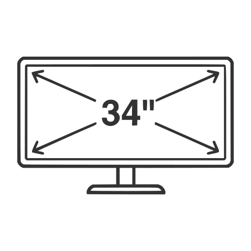 Line drawing showing 34" ultrawide monitor