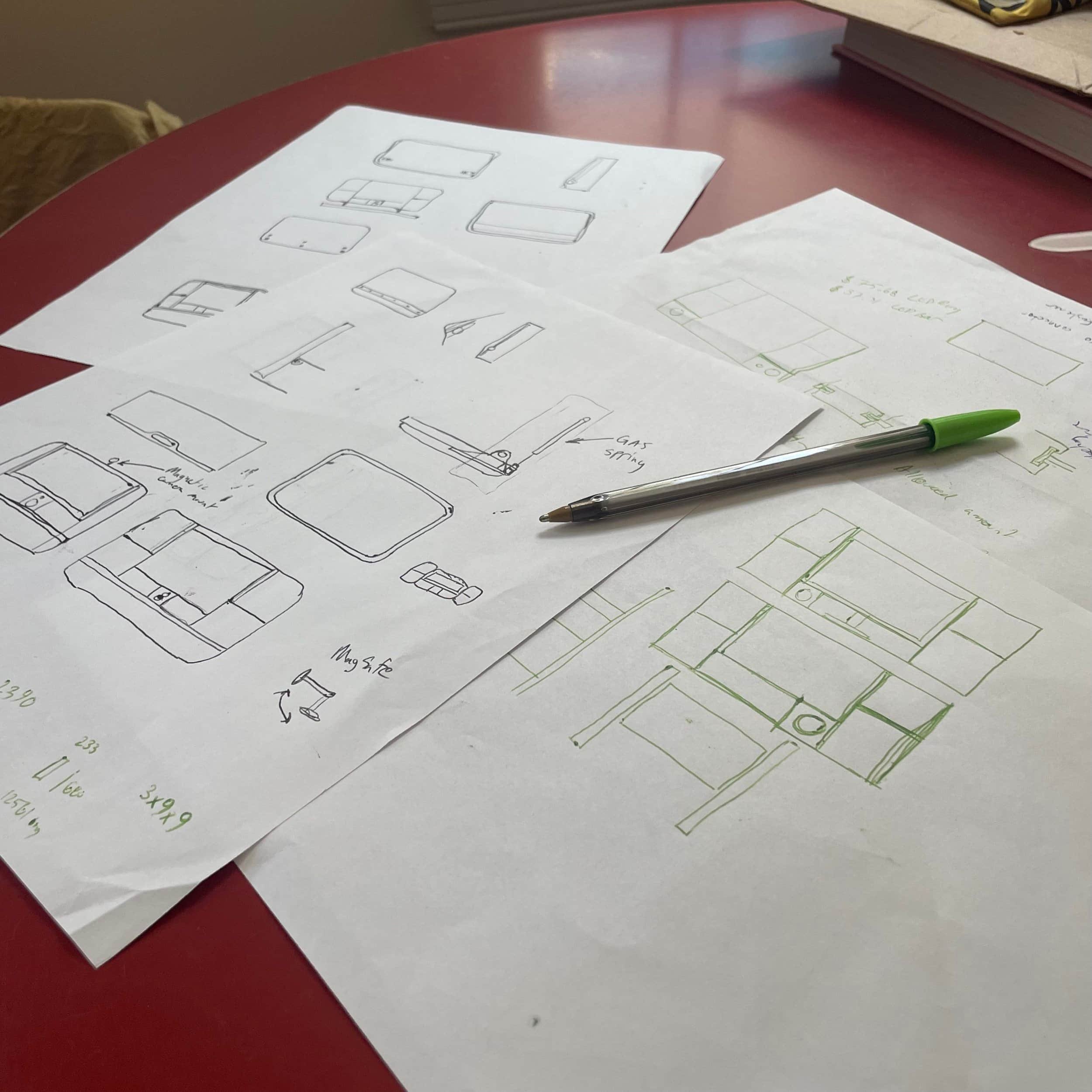 Concept sketches of Razorclam Murphy Desk