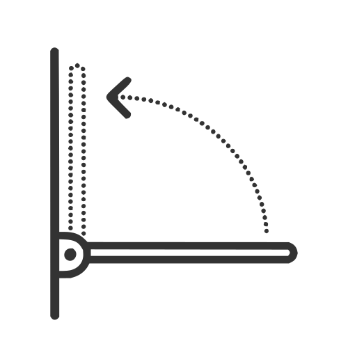 Line drawing showing fold-down murphy table