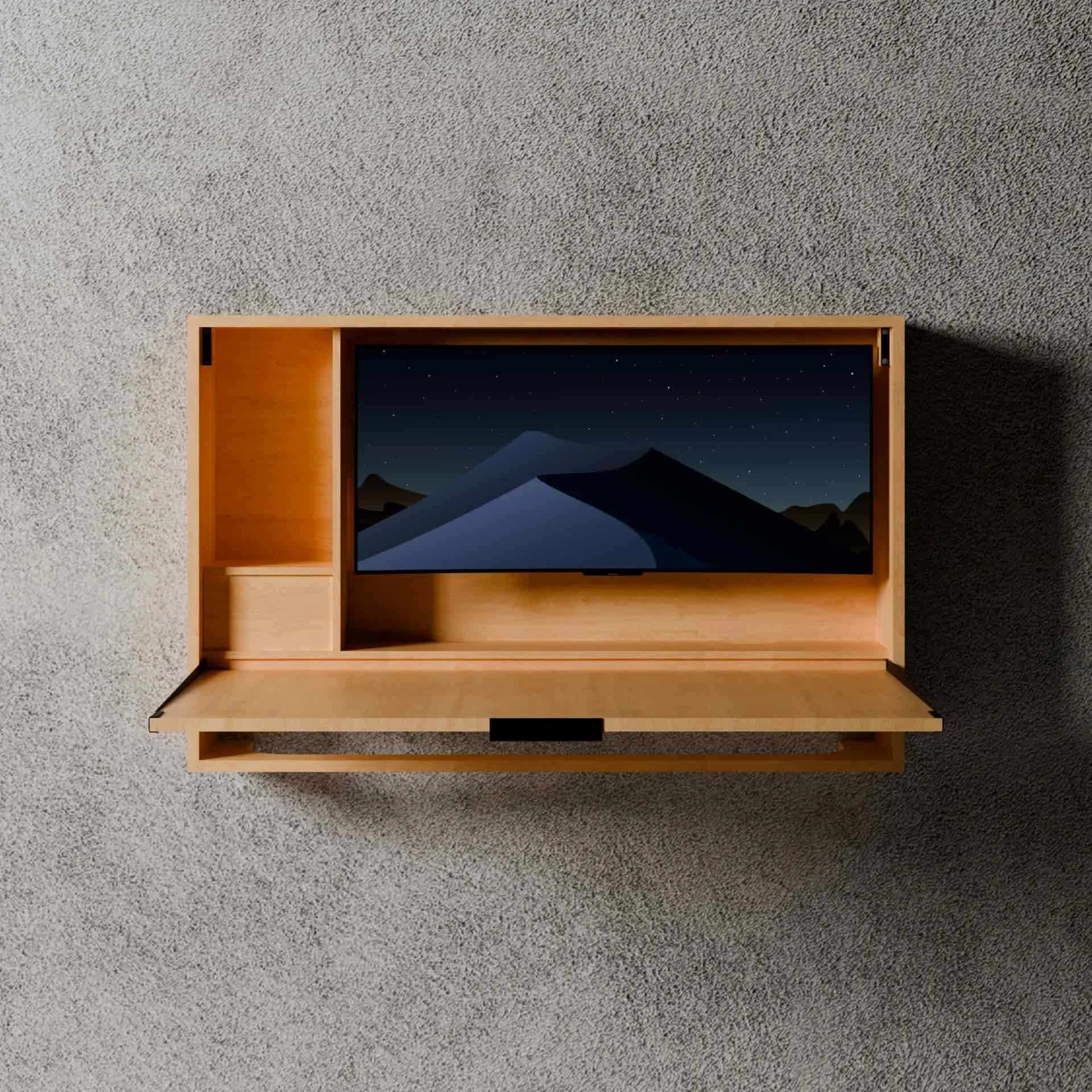 Razorclam 44 Murphy Desk Birch 34 Monitor
