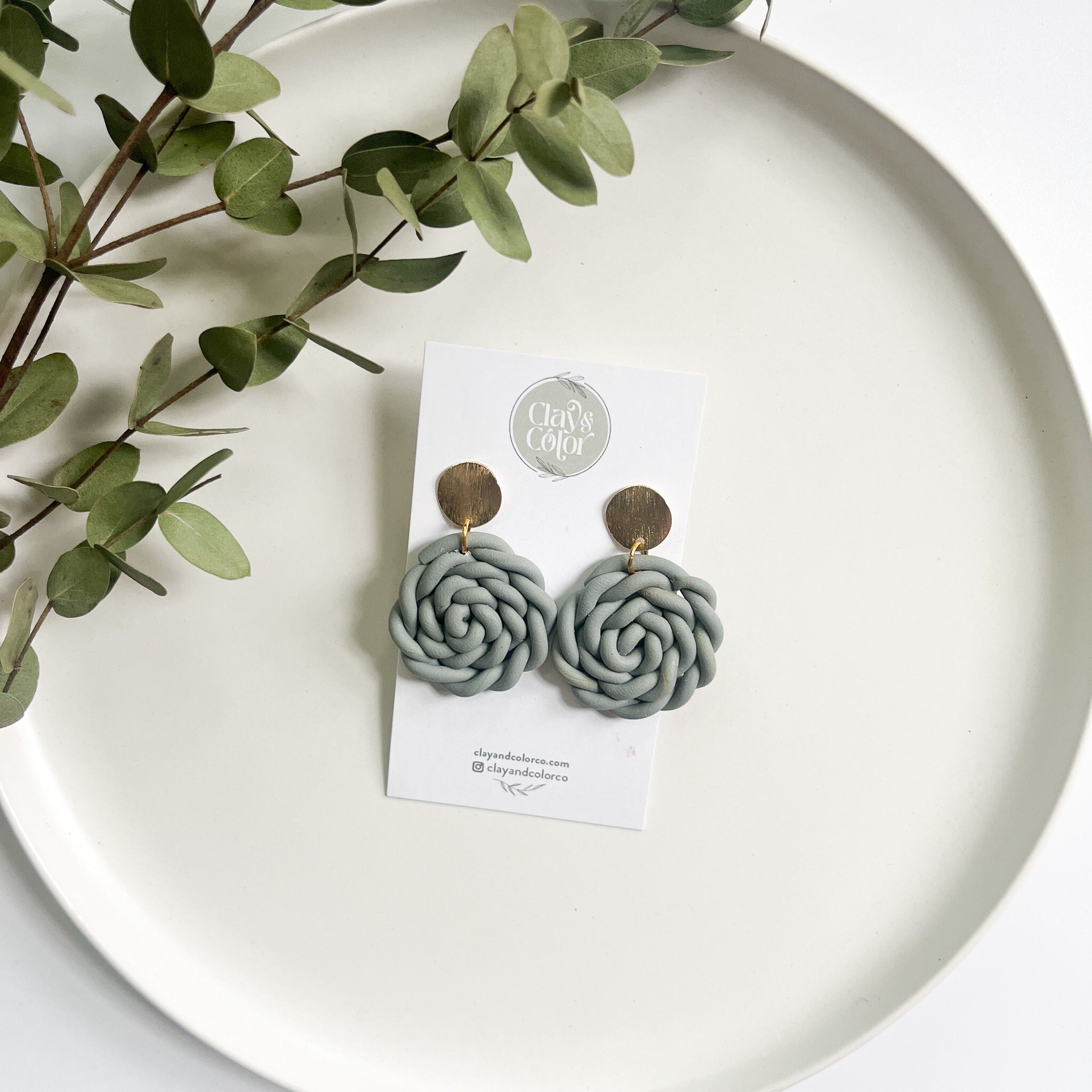 Green Statement Polymer Clay Earrings, Textured Dangle Jewelry, Statement Earrings
