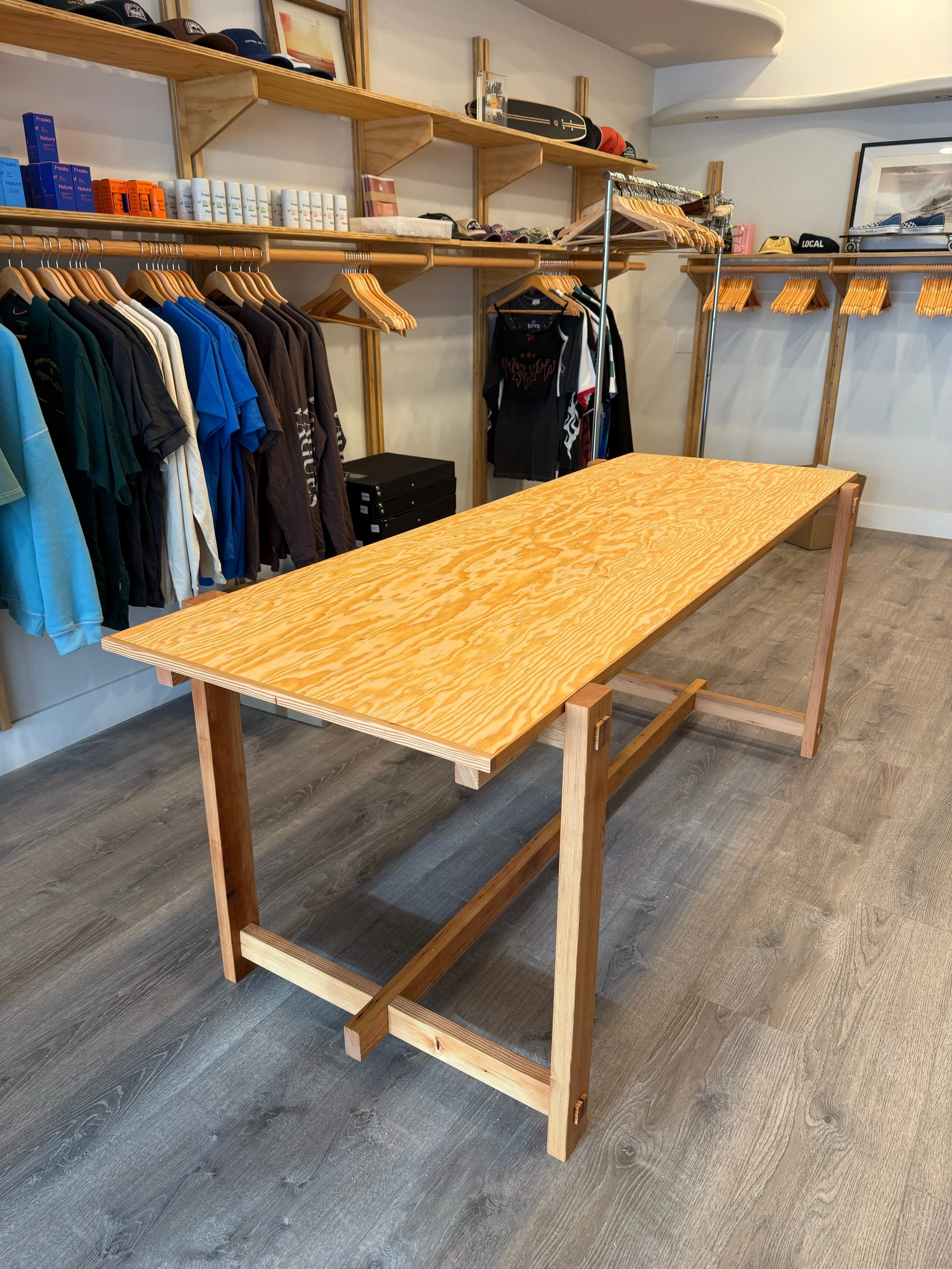 merchandising table ~ mostly reclaimed douglas fir