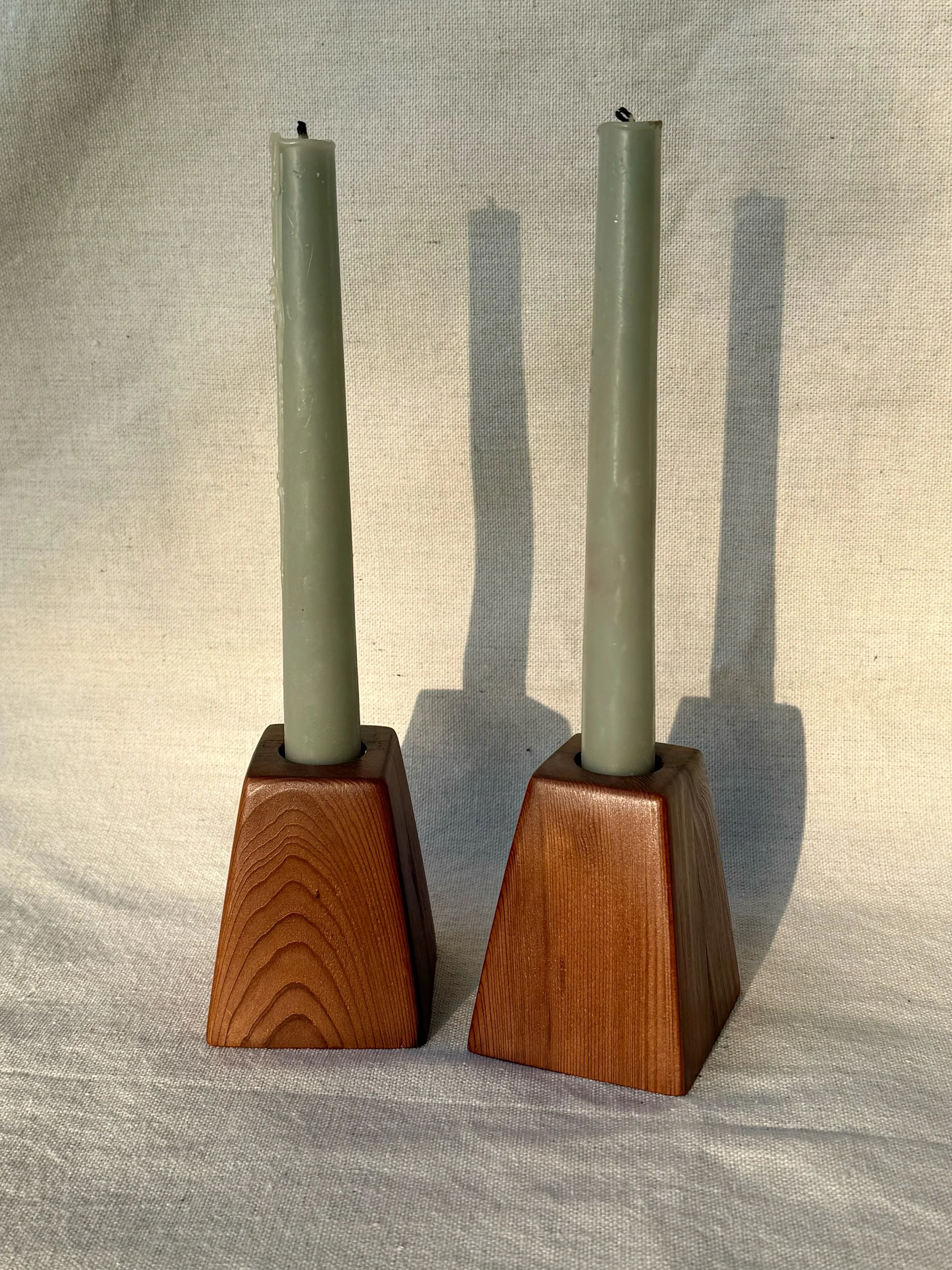 trapezoid holders ~ reclaimed old-growth redwood