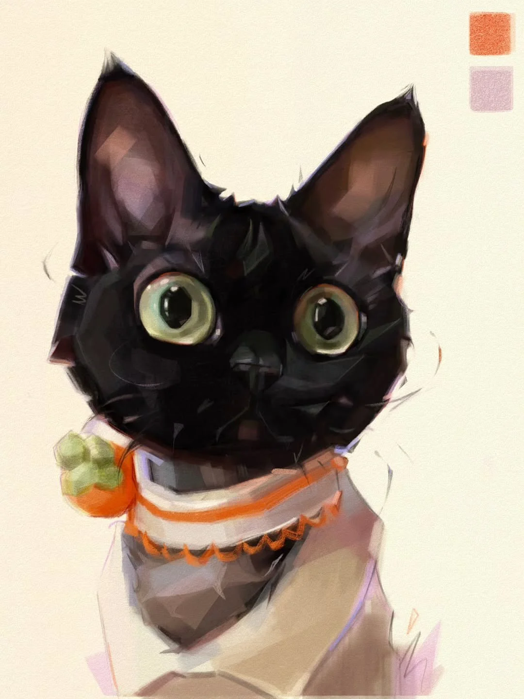 Pushing shape (too far?) with this digital kitty sketch 🐈&zwj;⬛️ I don't often share my digital stuff because I'm not super adept at it :')

I love using @renasketch 's marker brushes!!