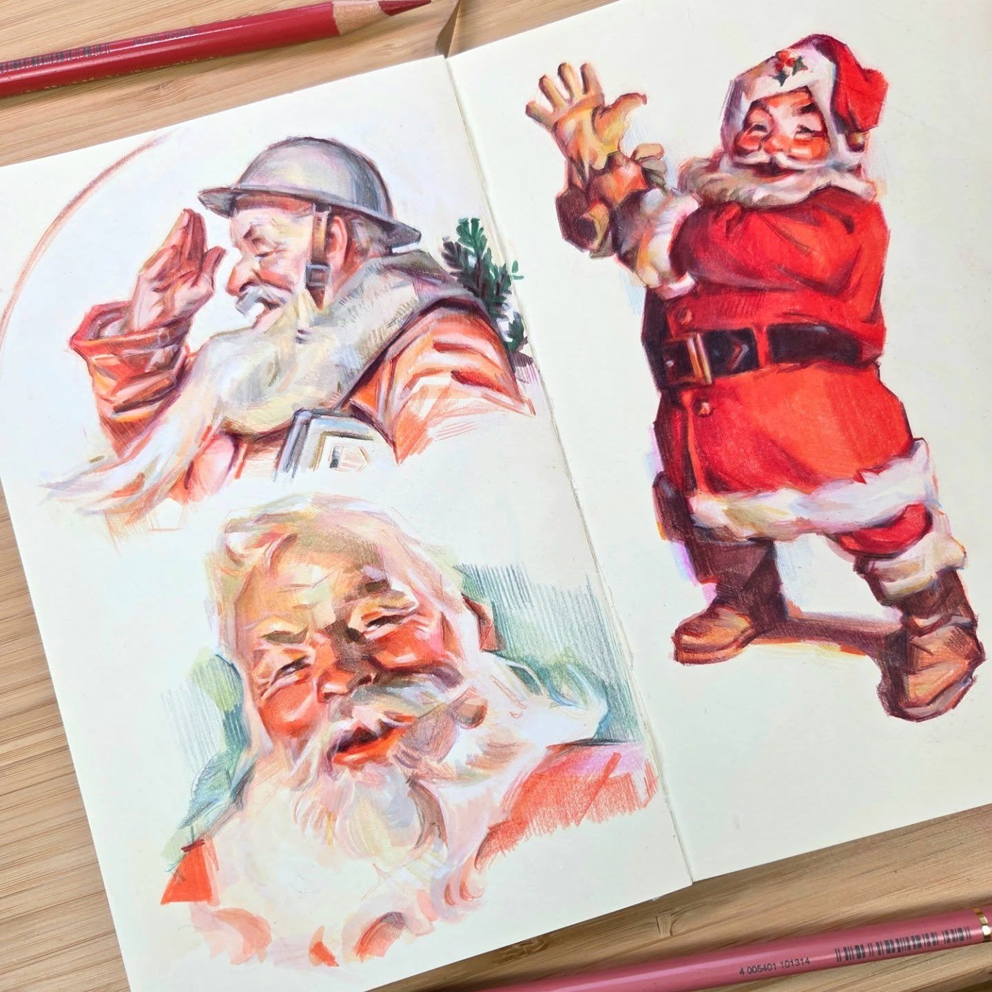 Merry Christmas to those who celebrate! 🎅✨️ 
Here are my JC Leyendecker and Haddon Sundblom master studies from my latest video! 
If you want to watch me sketch these bad boys and hear a little Santa art history, check out the video! l1nk in b1o! 🎄