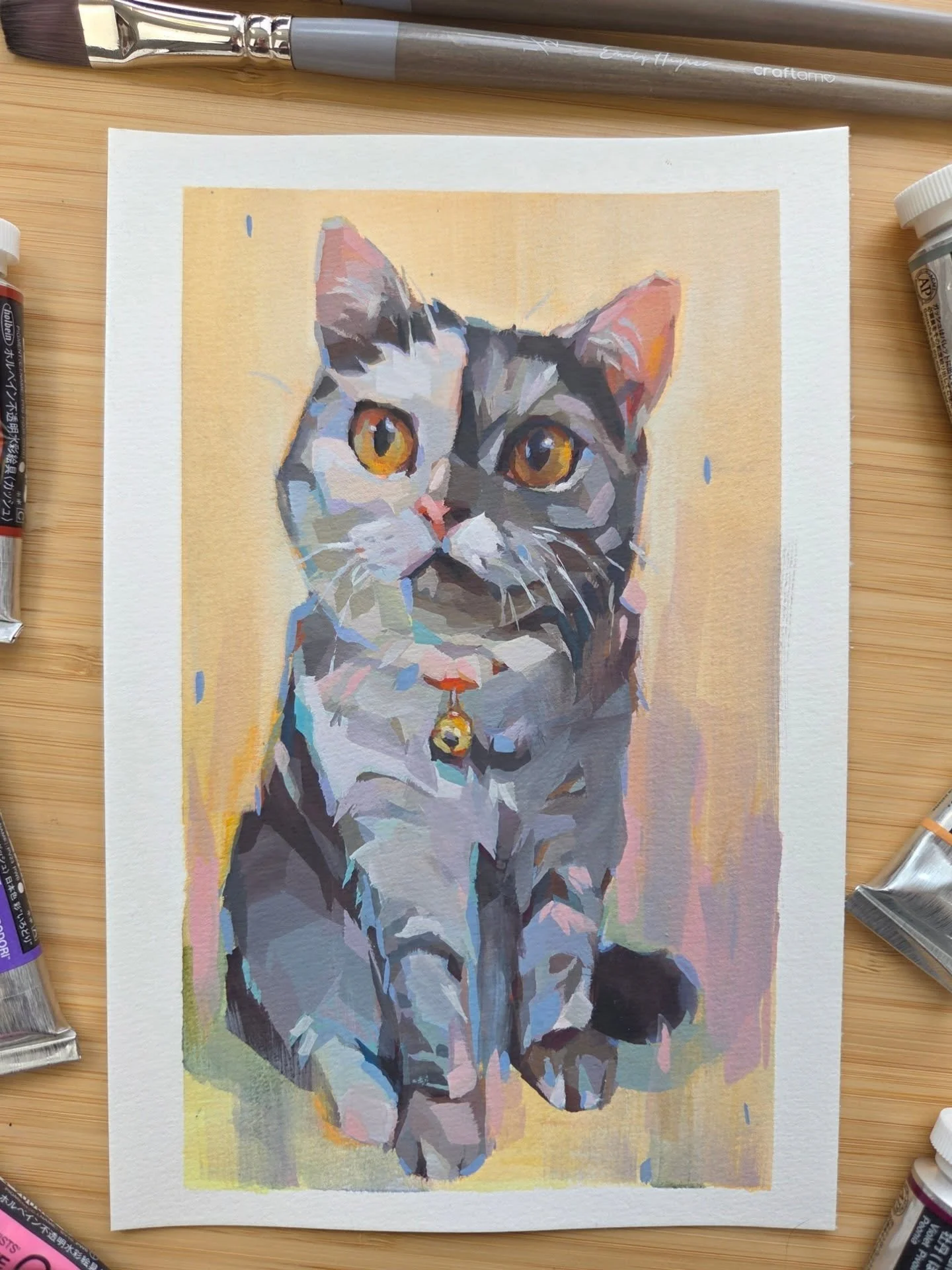Tried some new gouache colours with this one! New video out now on how to paint compelling pet portraits :-)