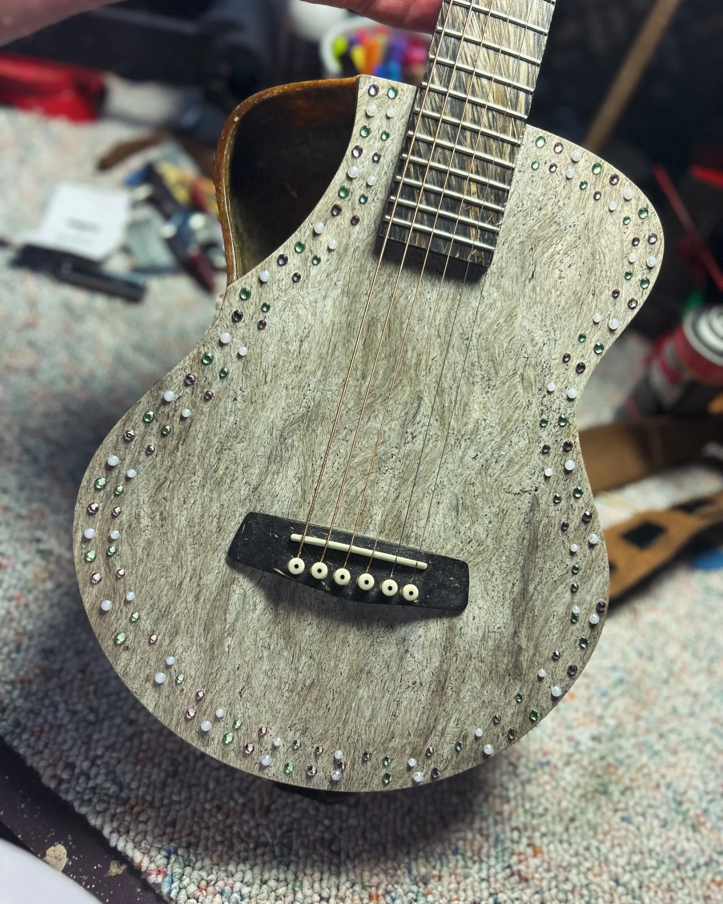 That time my #hemp #guitar got tastefully #bedazzled
