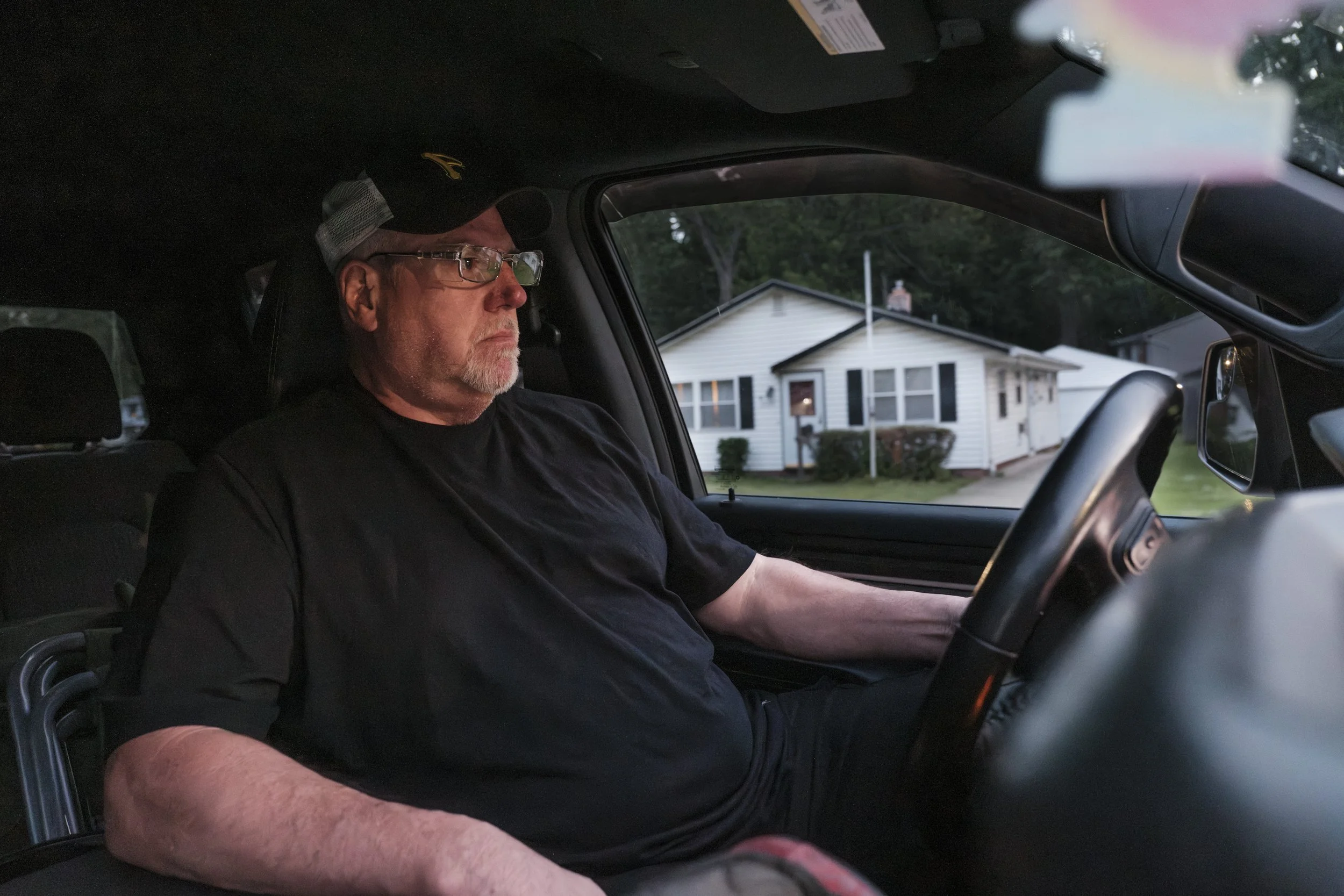 Joe Klima drives to his final shift at the Conn Selmer factory after forty years with the company. 