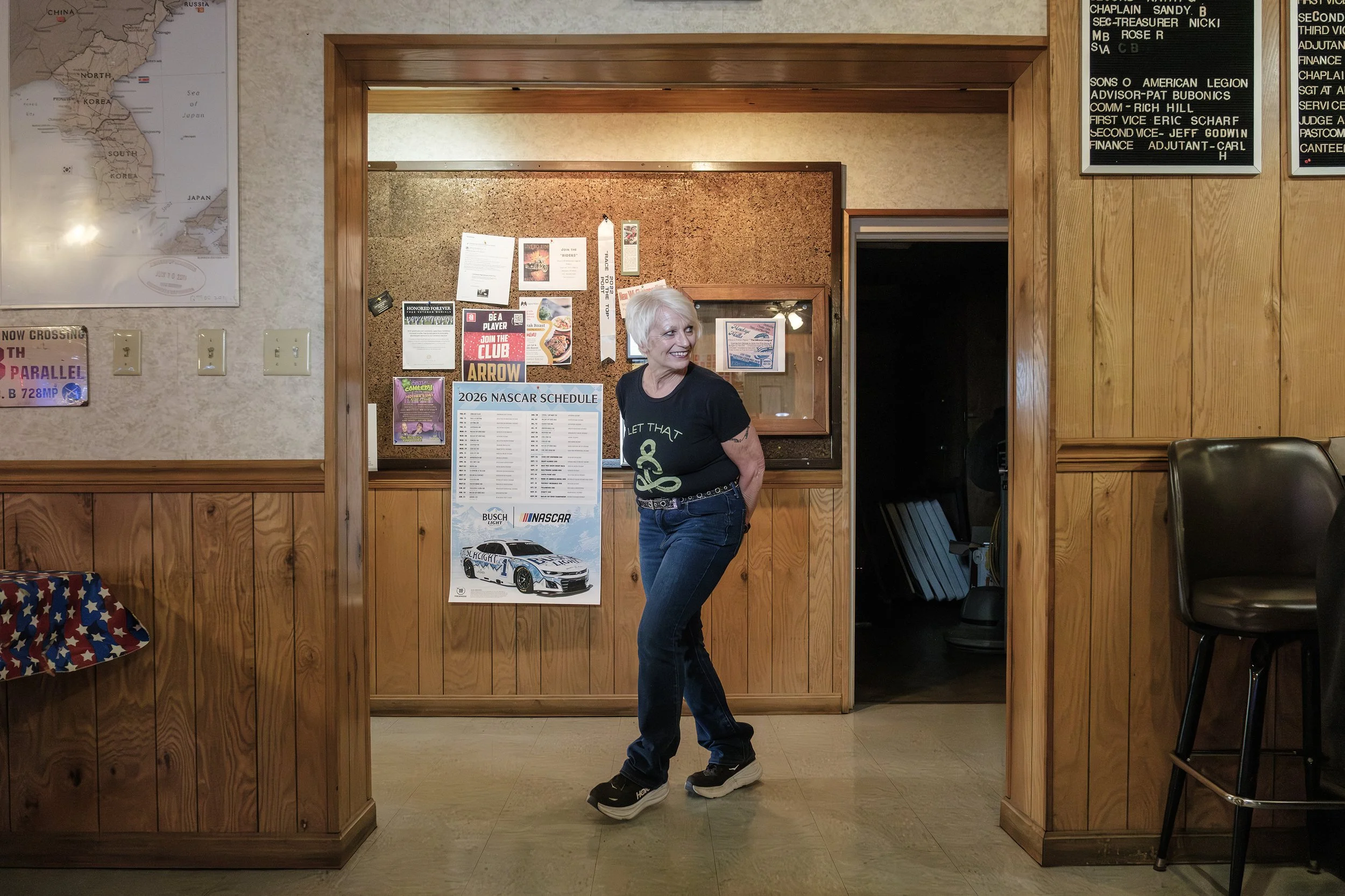 Conn Selmer janitor, Annette Dombrowski attends a union meeting at the American Legion Post 678 in Willowick, Ohio. 