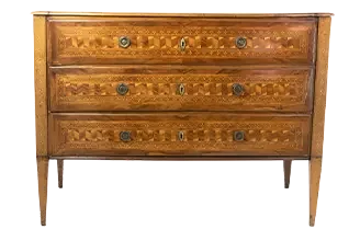 Neoclassical Inlaid Three Drawer Commode