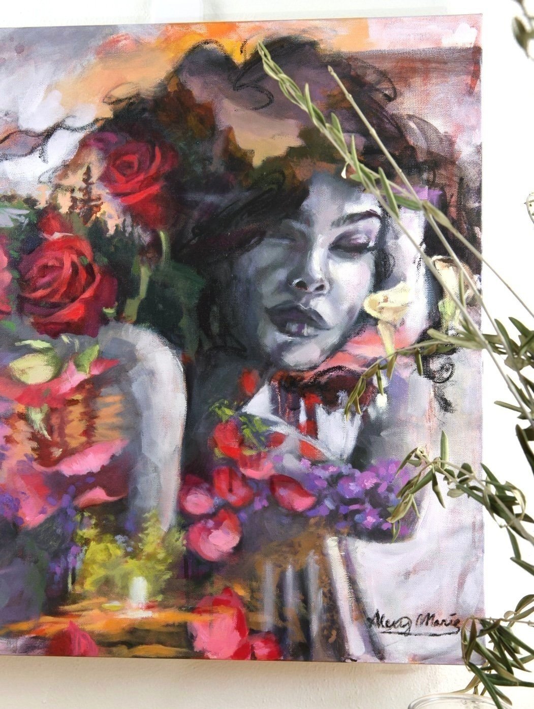 "Reverie" painted by Alexis Marie hanging on a wall