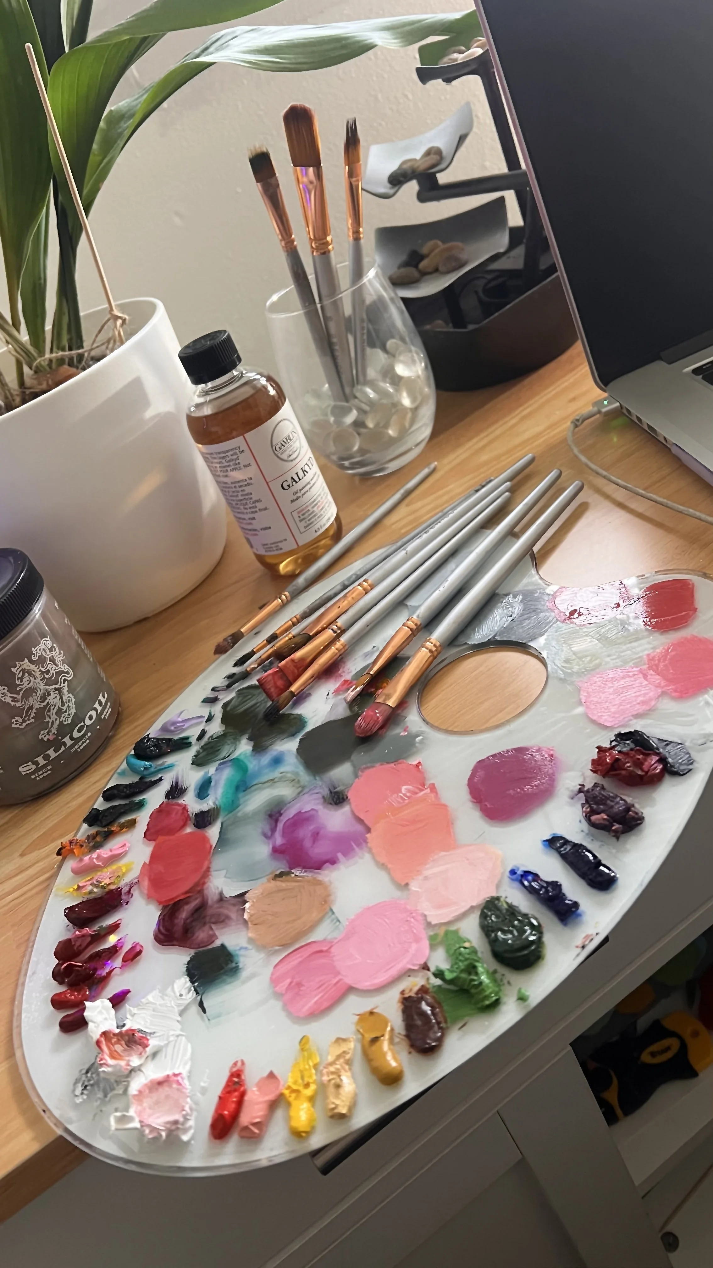 The painting palette used to create the "A Soul's Embrace" collection