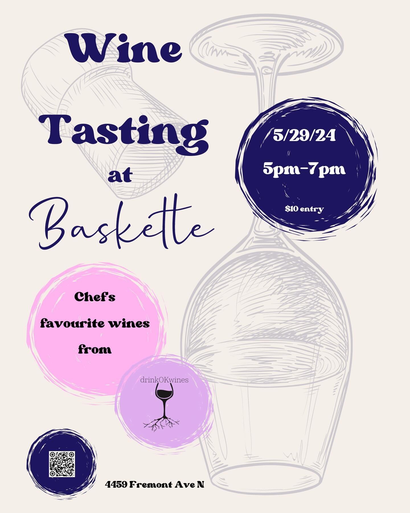 Chef is so excited for this one! We&rsquo;re going to be tasting his favorite wines from @drinkokwines !! Swing by for some wine, some snacks, and some good vibes. New hours are 5-7pm! Bring a date. Bring a friend. Bring your questions on natural win