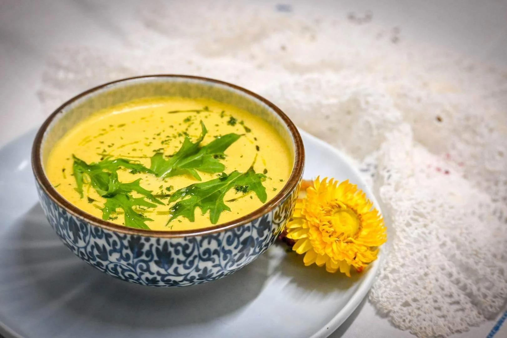 Coconut, kaffir lime and pumpkin soup