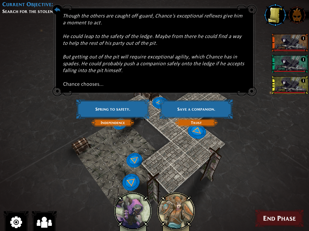 ...but must make a hard decision when the bandits spring their trap!