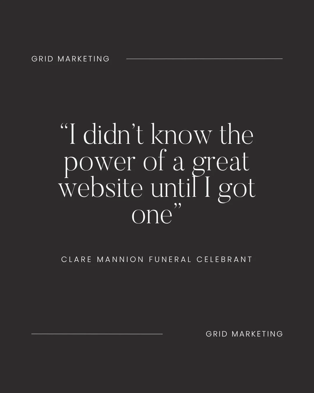 THIS!!! I've designed both of Clare's celebrant and funeral celebrant websites and she kindly mentioned that many of the clients and couples she has booked said that it was a her website that made them know instantly that Clare was the celebrant for 