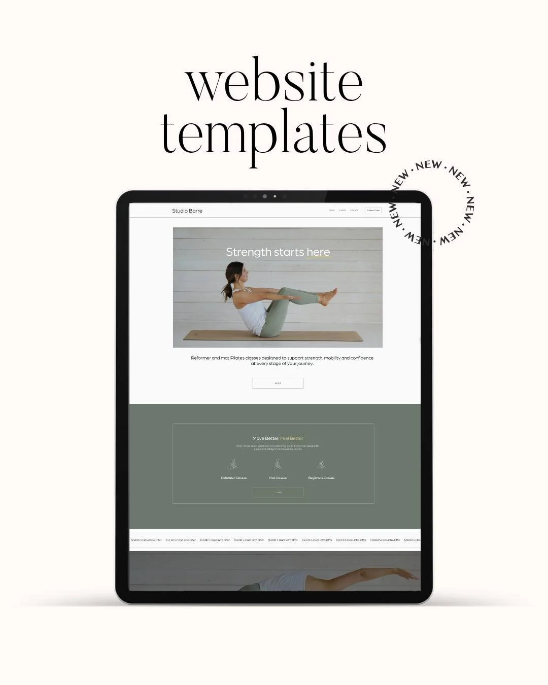👀 WEBSITE TEMPLATES COMING SOON!!!!!! 👀

Still putting off your website because custom design feels out of reach?

Good news 👇

I'm very soon to be offering a range of Squarespace and WIX templates for service-based businesses that want a professi