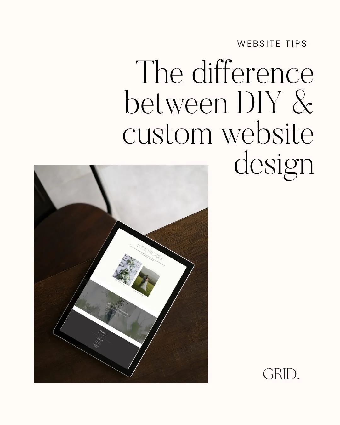 A DIY website can be a great option when you're starting your business and happy to spend time learning a platform yourself.

But the main difference with a custom website isn&rsquo;t simply how it looks. It&rsquo;s the professional experience and st