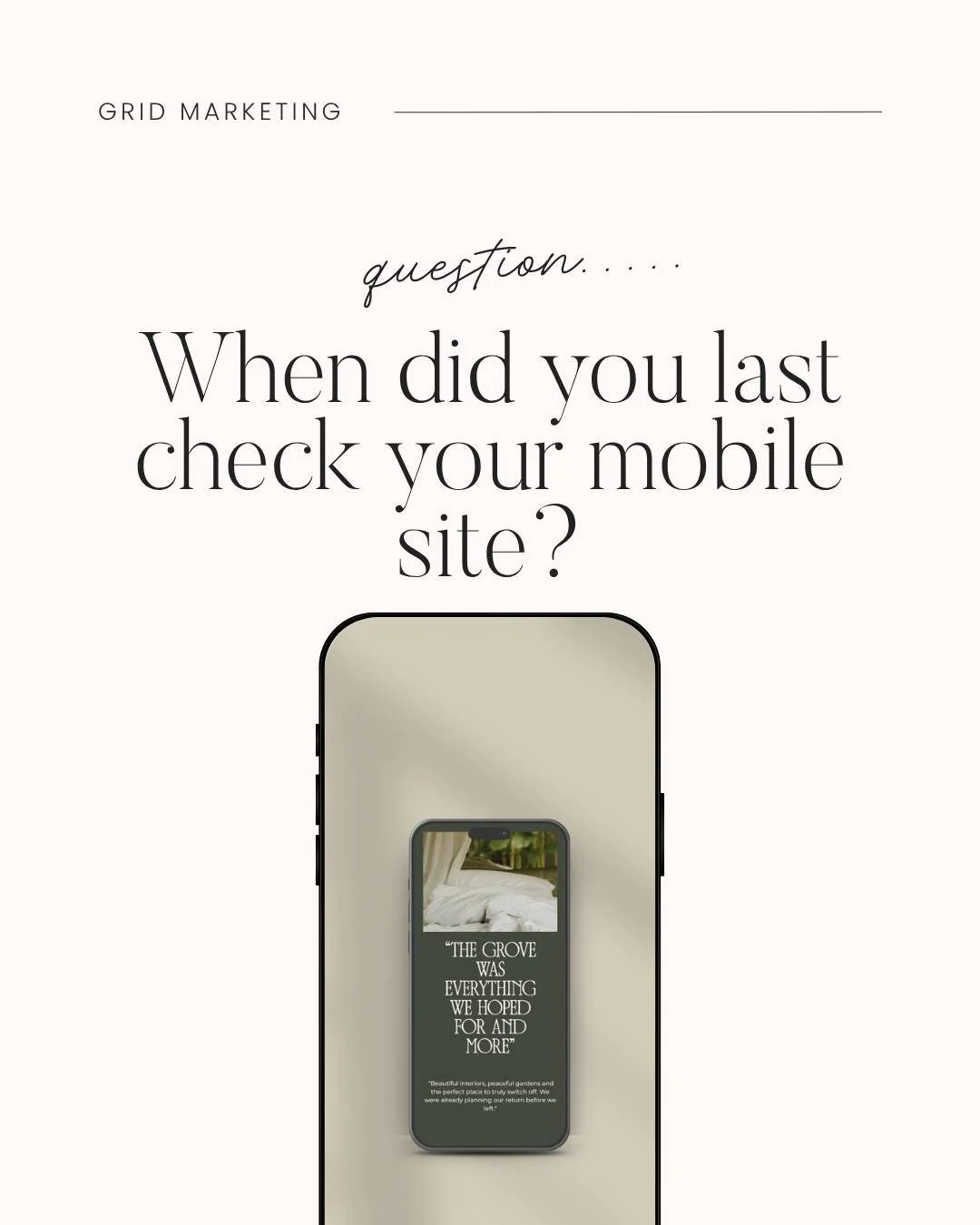 Fess-up. When was the last time you went through your mobile site?

Maybe you made changes on your desktop but forgot the mobile site?

Most likely life and business have been too busy......

With 50% of users looking at your site on a mobile, it's i