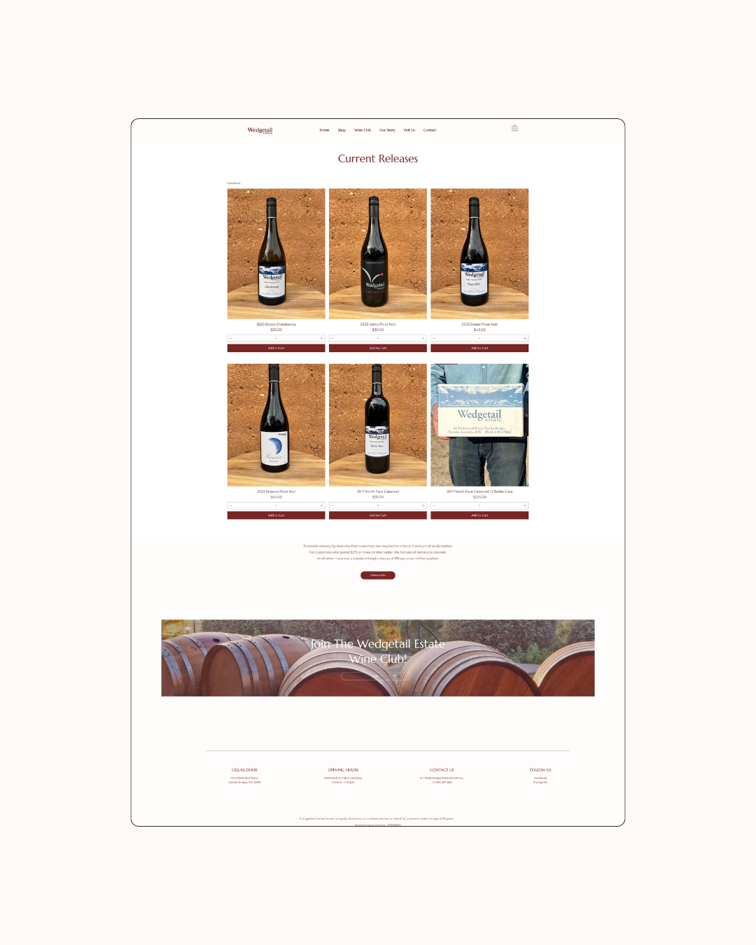 wedgetail estate wine website