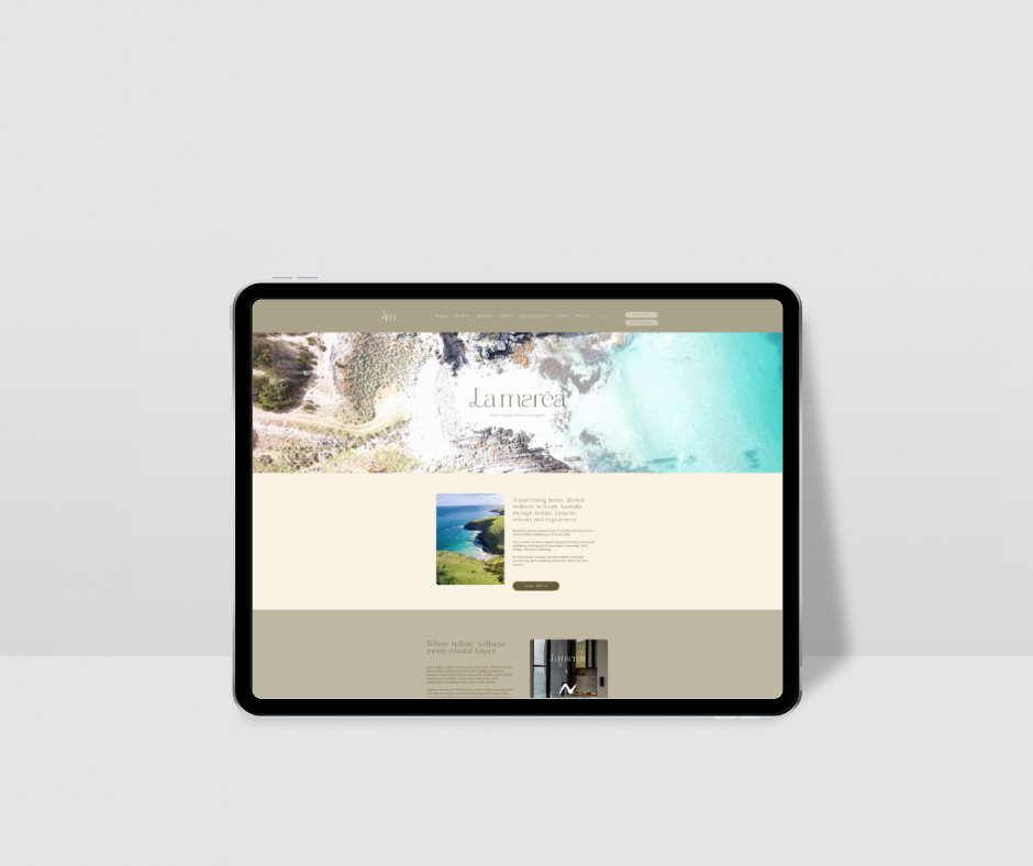a website displayed on a tablet