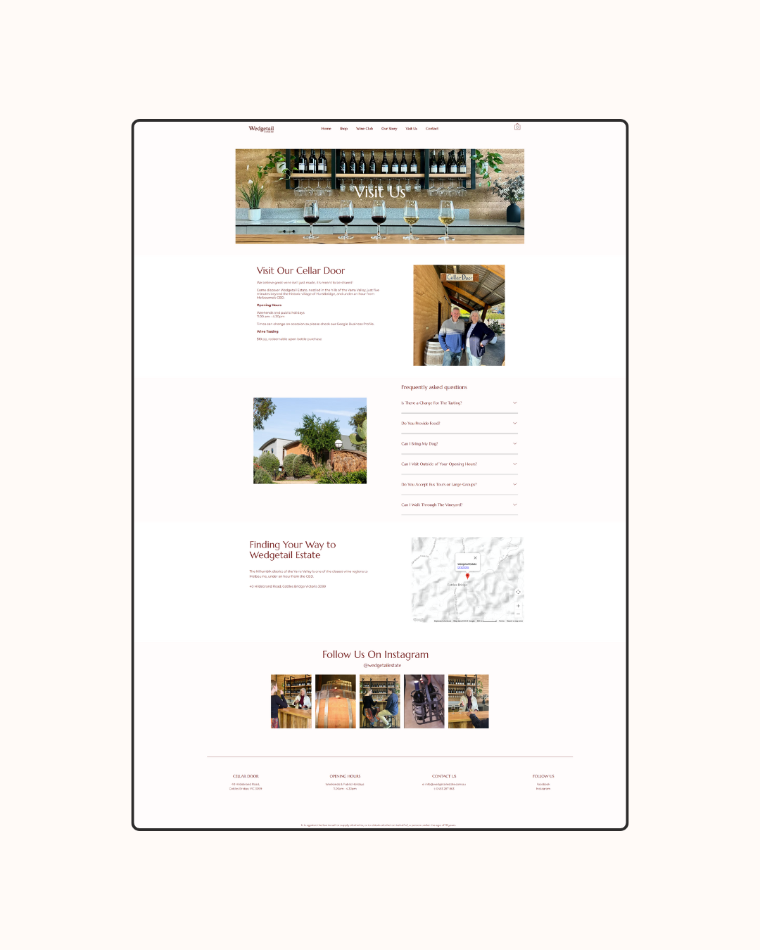 a snapshot of wedgetail estate's website