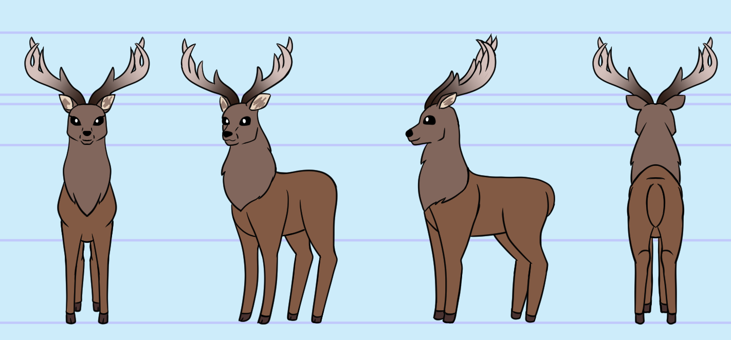 A Deer Buck turn around character model for the upcoming project - The Tiny Pine - April 2025