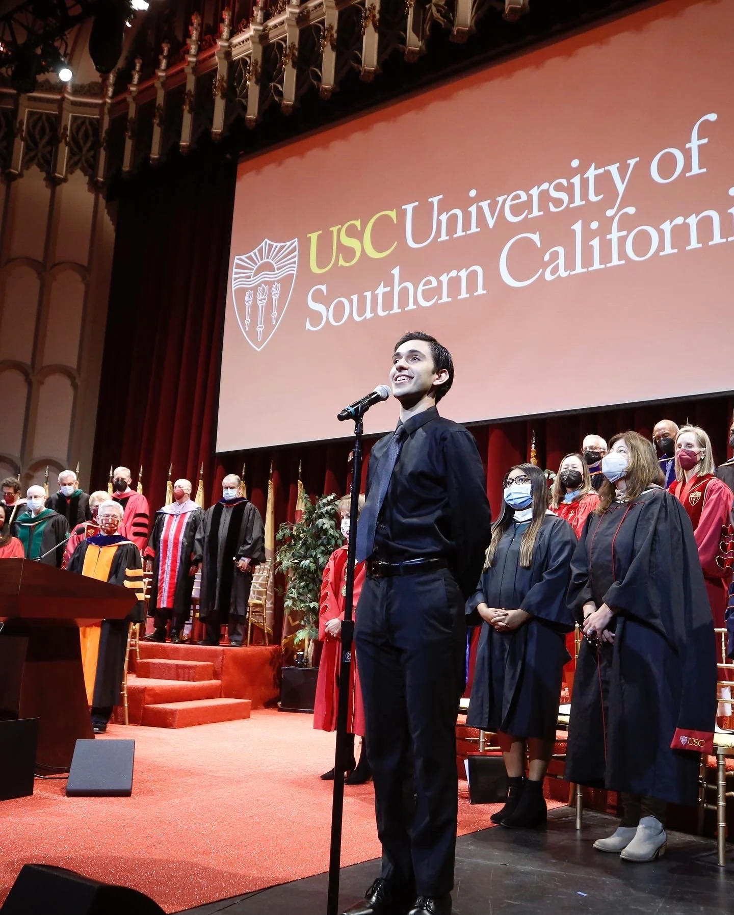 Singing the Alma Mater at USC's New Student Convocation