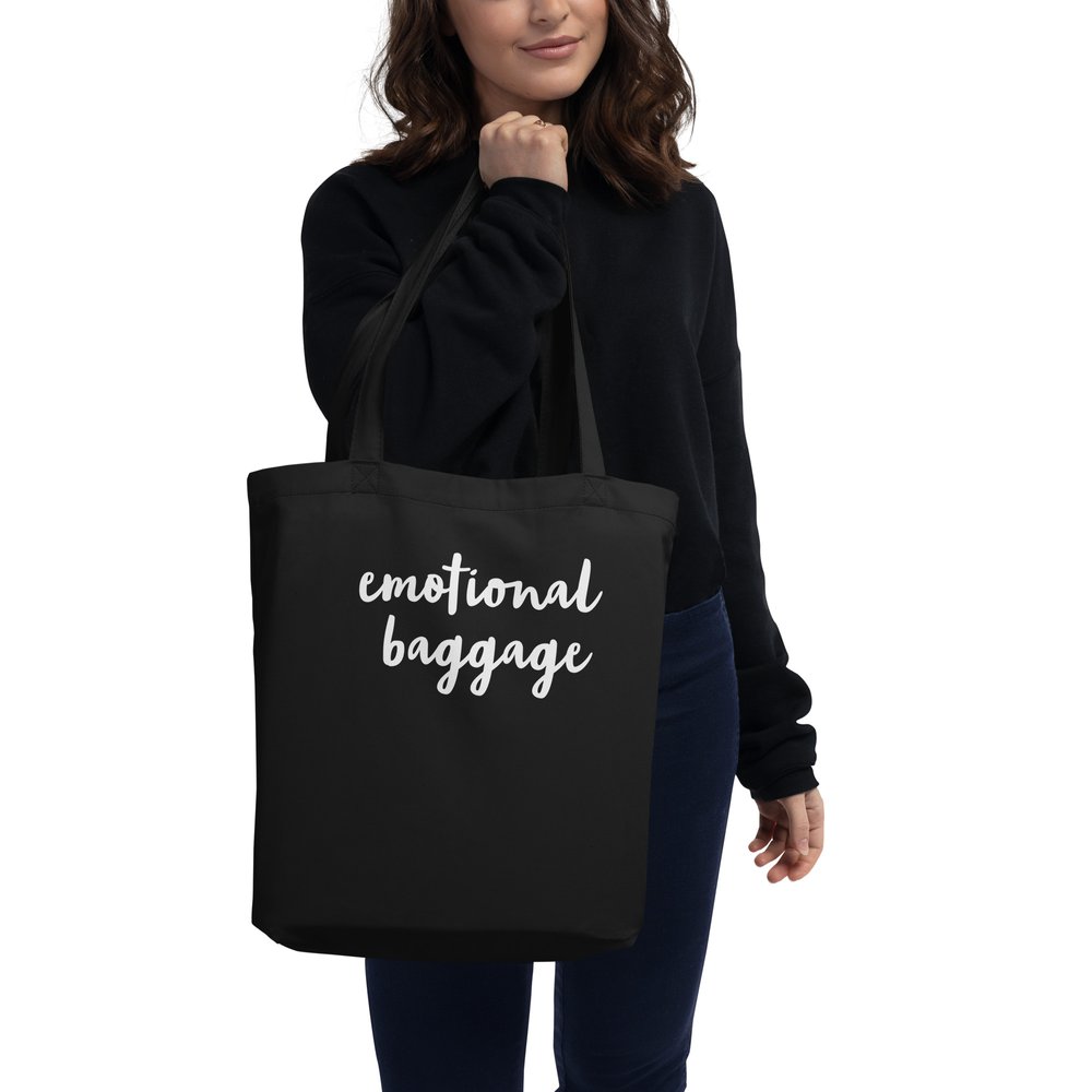 Black Emotional Baggage Everyday Eco Tote Bag — The Conscious Link 🔗