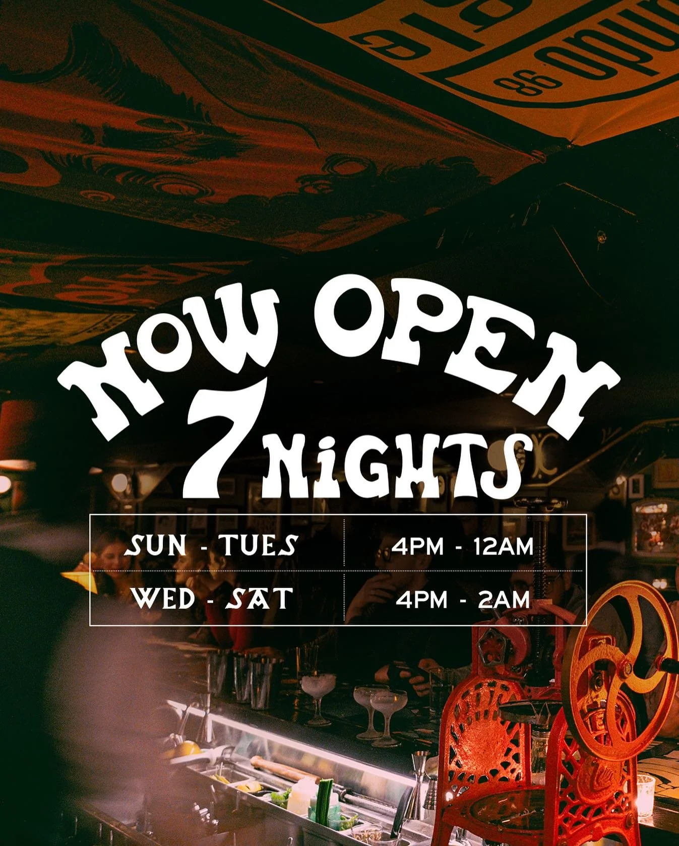 UPDATED OPENING HOURS! 

Now open every night. 💚

#Centro86