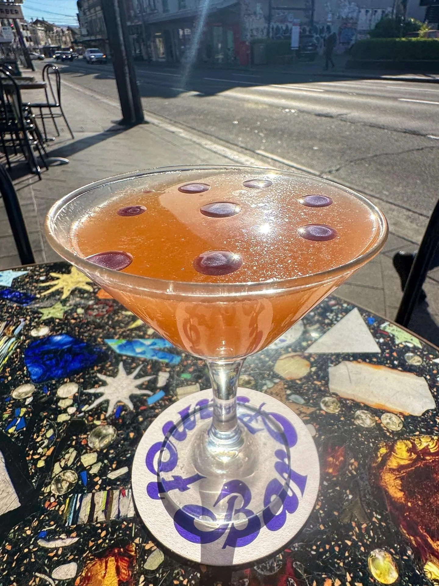 Martini Du Passion ✨ 

If a Passionfruit shape-shifted into a martini, this would be it. It&rsquo;s also a sparkly martini (🤯)

Vodka, Aperol, Berrocca, Paasionfruit, Lemon, Glitter Oil.

Passionfruit AND Aperol AND Berrocca?!?!! 😍

The sourness fr