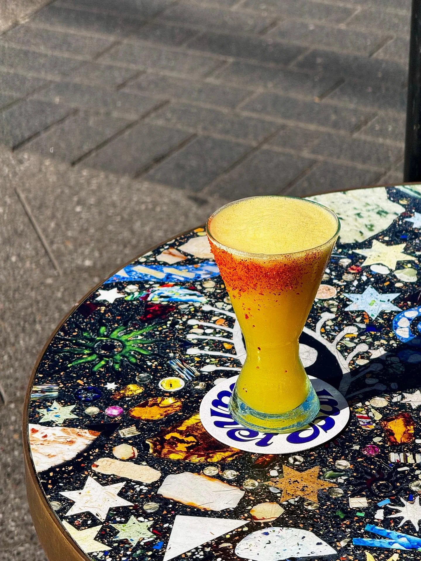 Mango &amp; Spice and all things niceeeee. New Fortnightly Scorpino! 🥭 

Infinite, Yuzushu, Lime, Mango, Tajin, Prosecco.

Xavi&rsquo;s first special. and a great one too. Light, sweet and perfectly balanced with Tajin. This refreshing little number