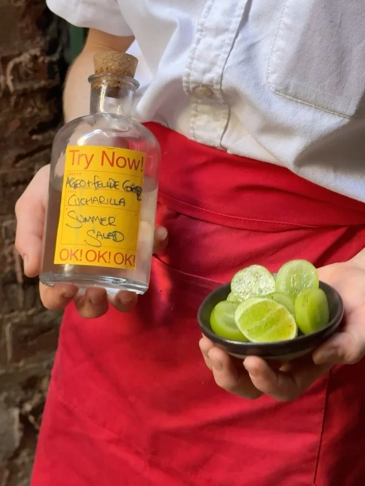 Weekly fruit. Shine Muscat Grapes.
Cut and served with lime and spice, paired with mezcal. 

#CantinaOK