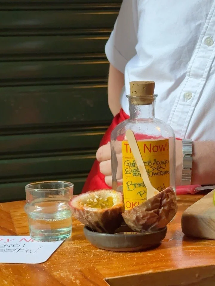 Weekly fruit. Passionfruit.
Cut and served with lime and spice, paired with mezcal. 

#CantinaOK