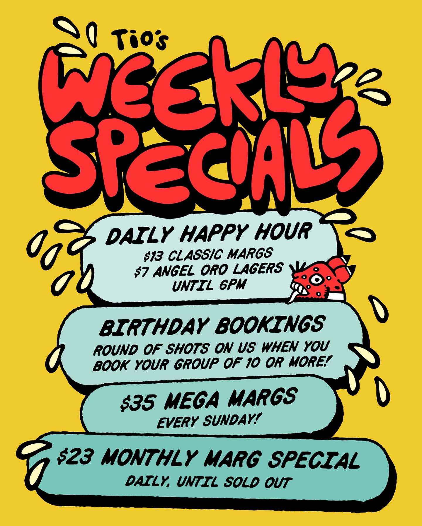 Tio&rsquo;s Weekly Specials! 💛

#Tios