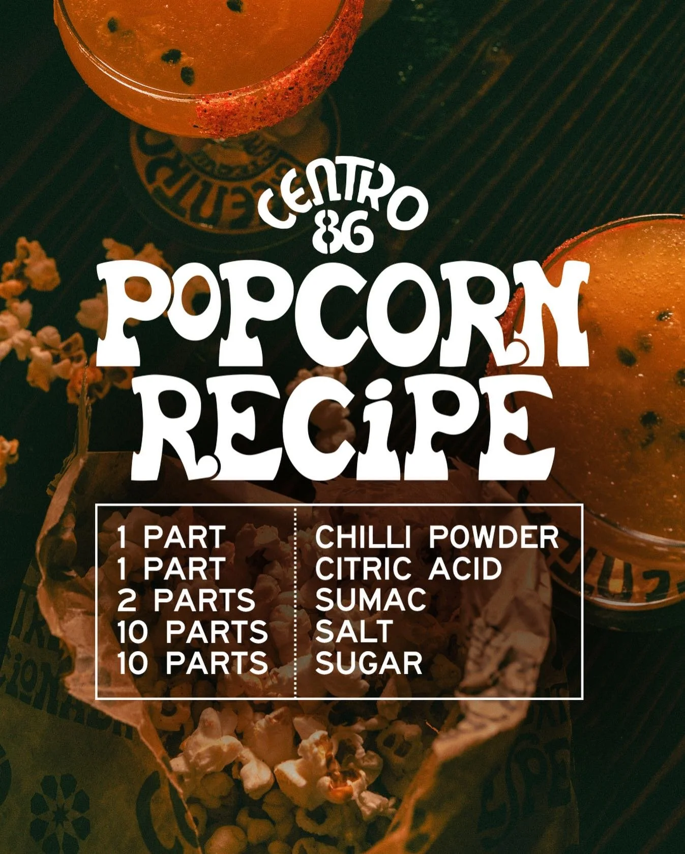 Centro 86 Popcorn recipe revealed! 🐸

As it&rsquo;s International Popcorn Day, it feels right to share today. 

#Centro86
