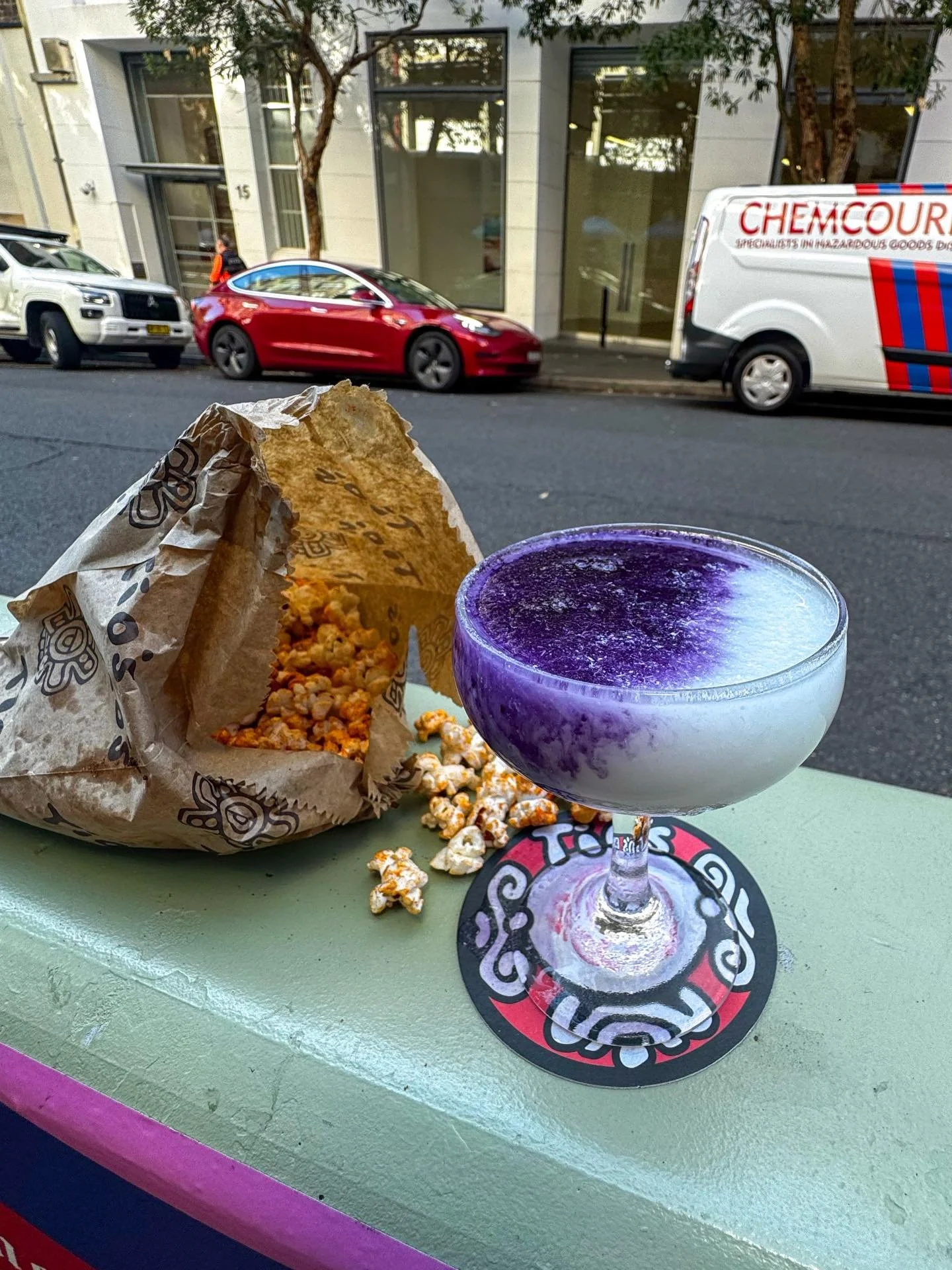 Pineapple &amp; Coconut Monthly Special. This colour combo is crazy. 

Herradura Tequila, Coconut, Pineapple, Ube 

Creamy Coconut and tart pineapple are an absolute classic flavour combination for a reason. Topped with some Ube. DELICIOUS. 

Availab