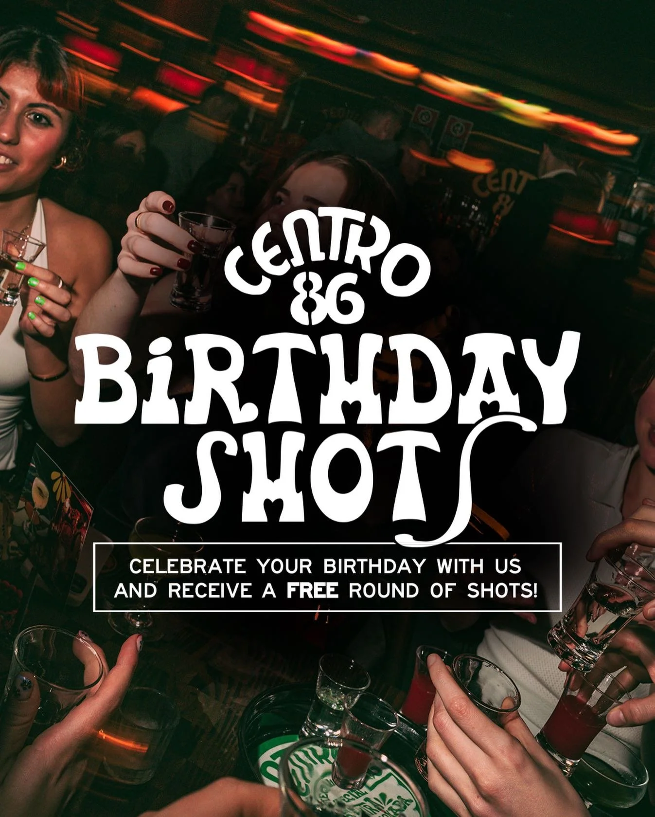 Spend your Birthday at Centro 86! 

Make a Booking and receive complimentary shots on us when you book for 10, or more! 

Visiting the Booking Link Via our Website 💚

#Centro86