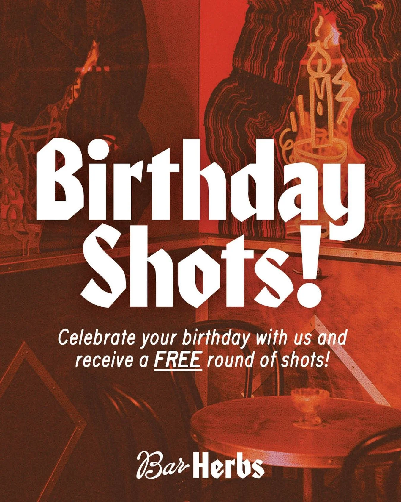 Celebrate your birthday at Herbs! Receive complimentary shots on us when you book for a group of 6, or more! 

Book via our Website! 

#BarHerbs