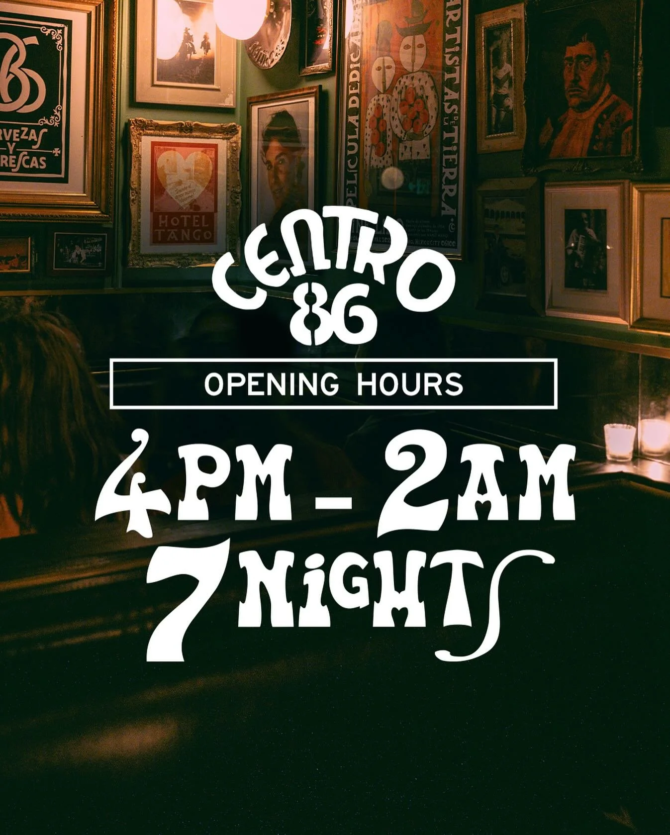 UPDATED OPENING HOURS! Now Open 4pm-2am, 7 days. 

Thanks for loving Centro. 💚

#Centro86