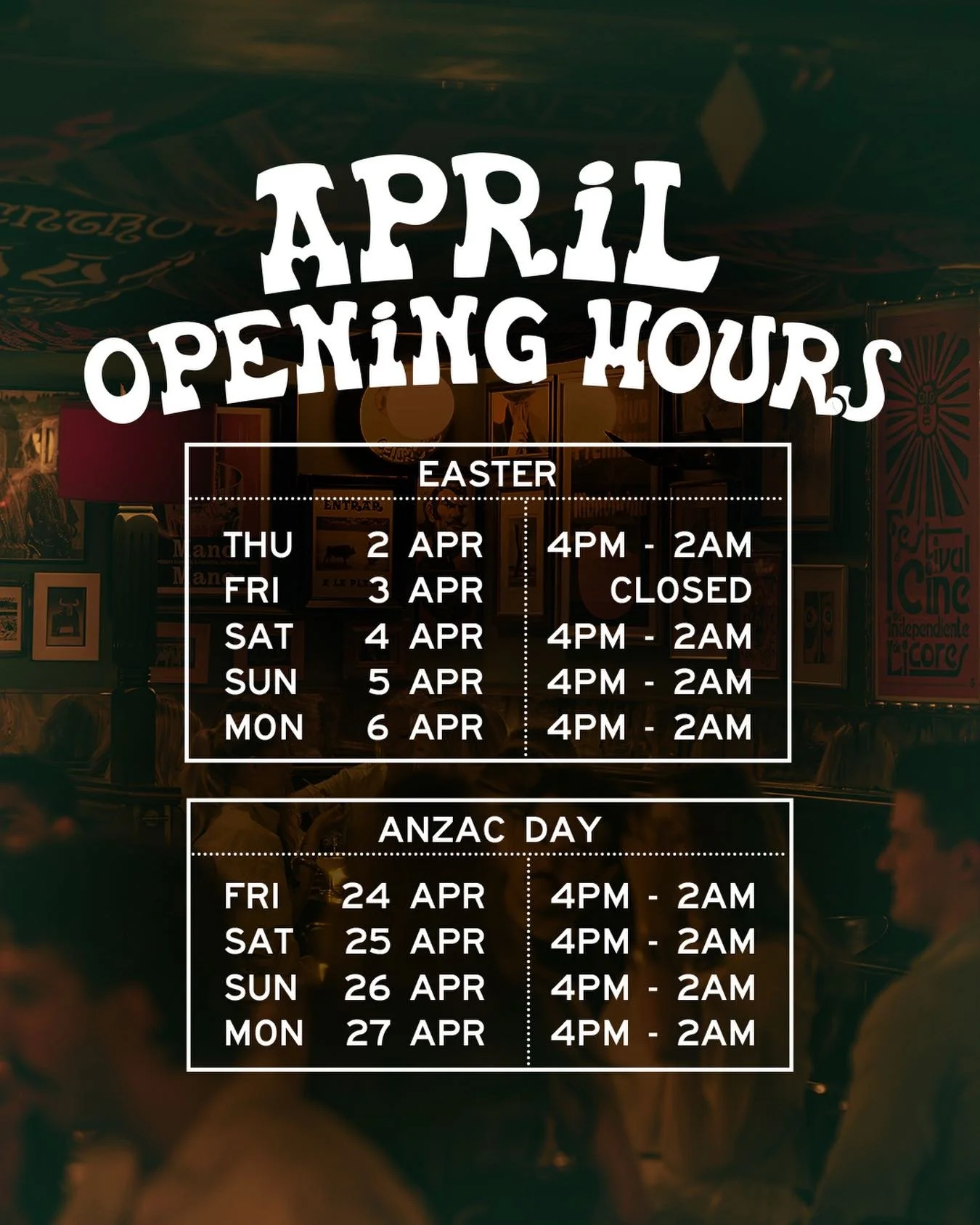 April Opening Hours at Centro 86 🐸 

#Centro86
