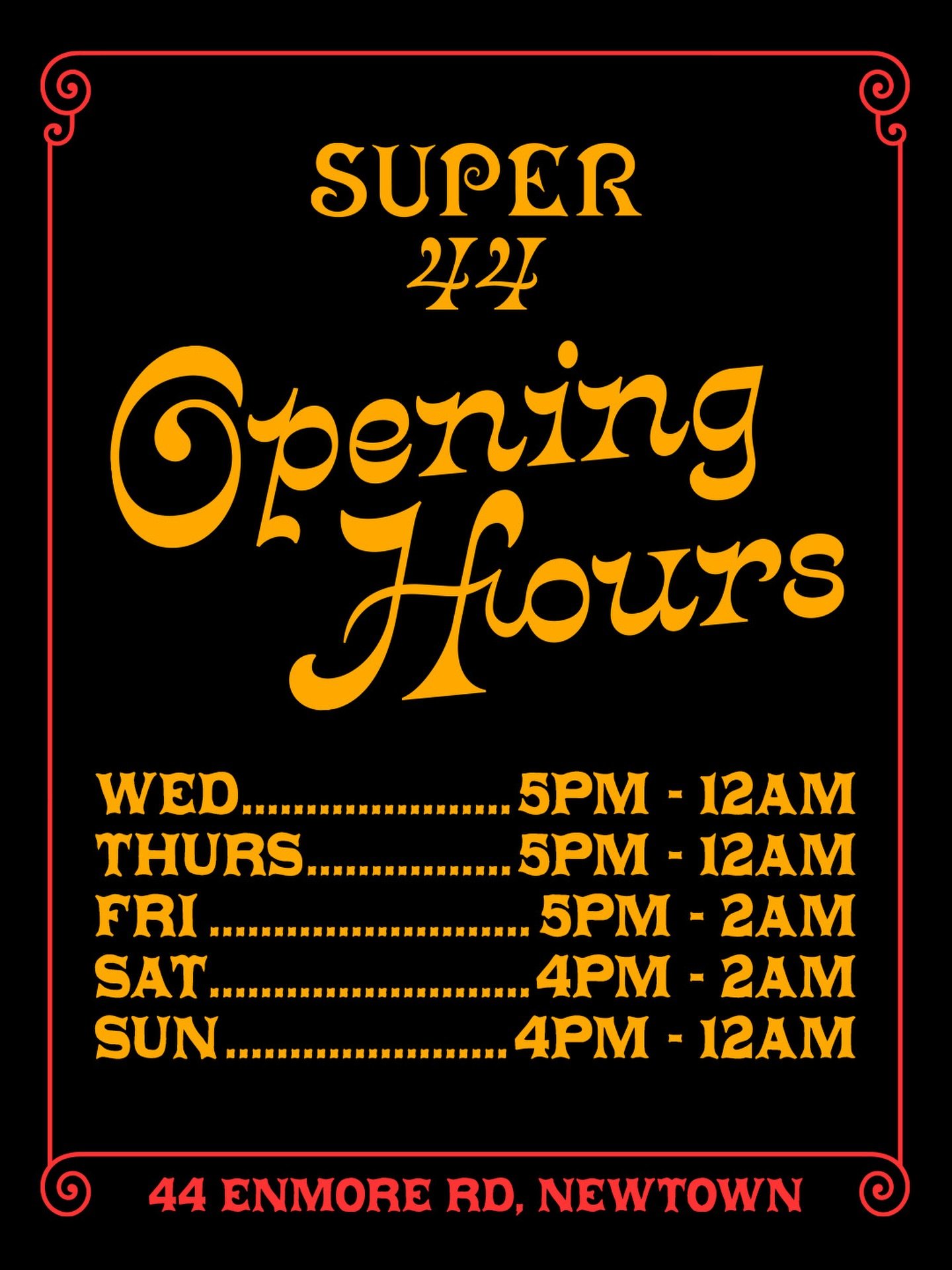 OPENING HOURS&nbsp;

See you on Enmore Rd ❤️

#Super44