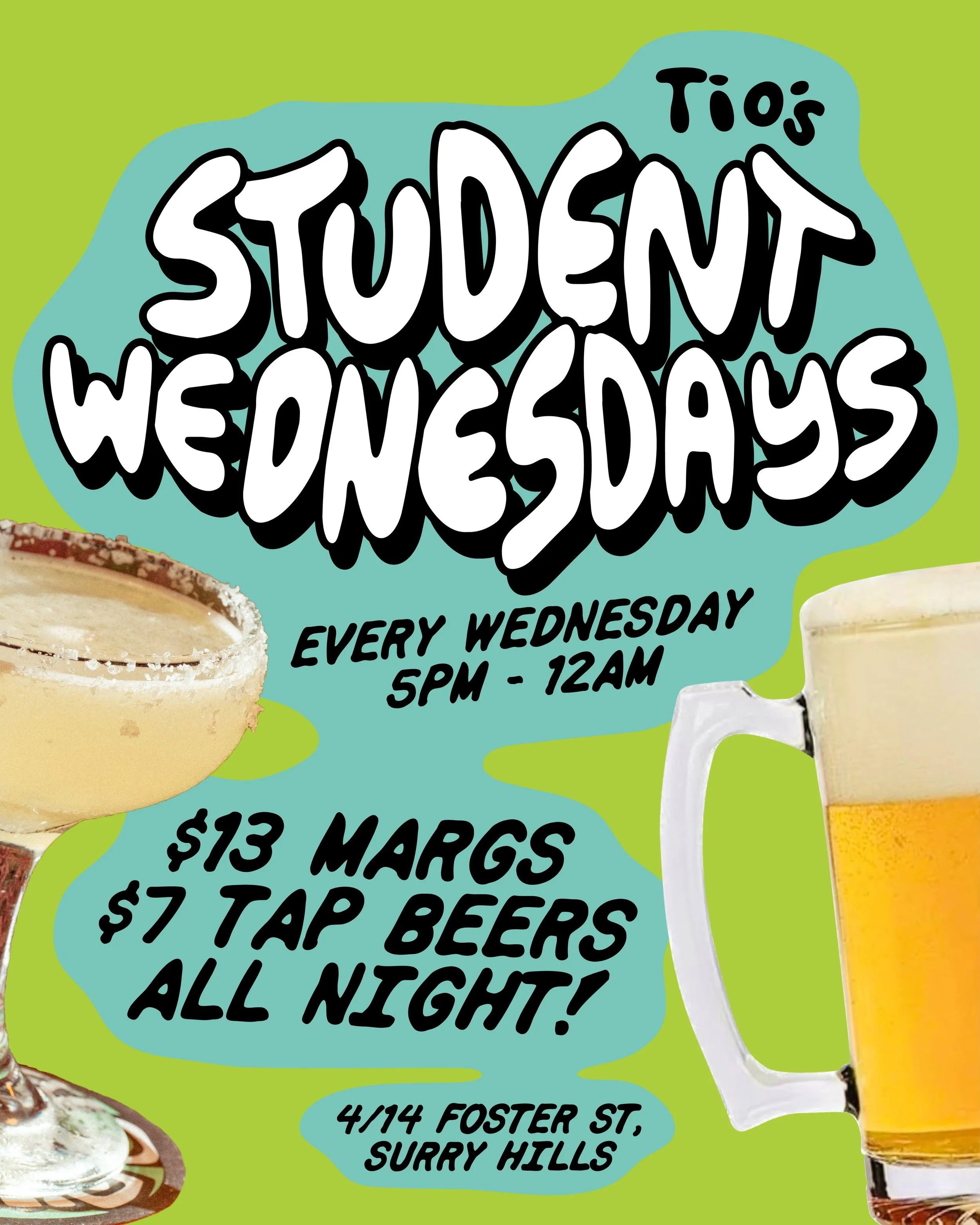 Student Wednesdays at Tio&rsquo;s! 

$13 Margaritas &amp; $7 Tap Beers all night, every Wednesday when you show your Student ID! 

#Tios