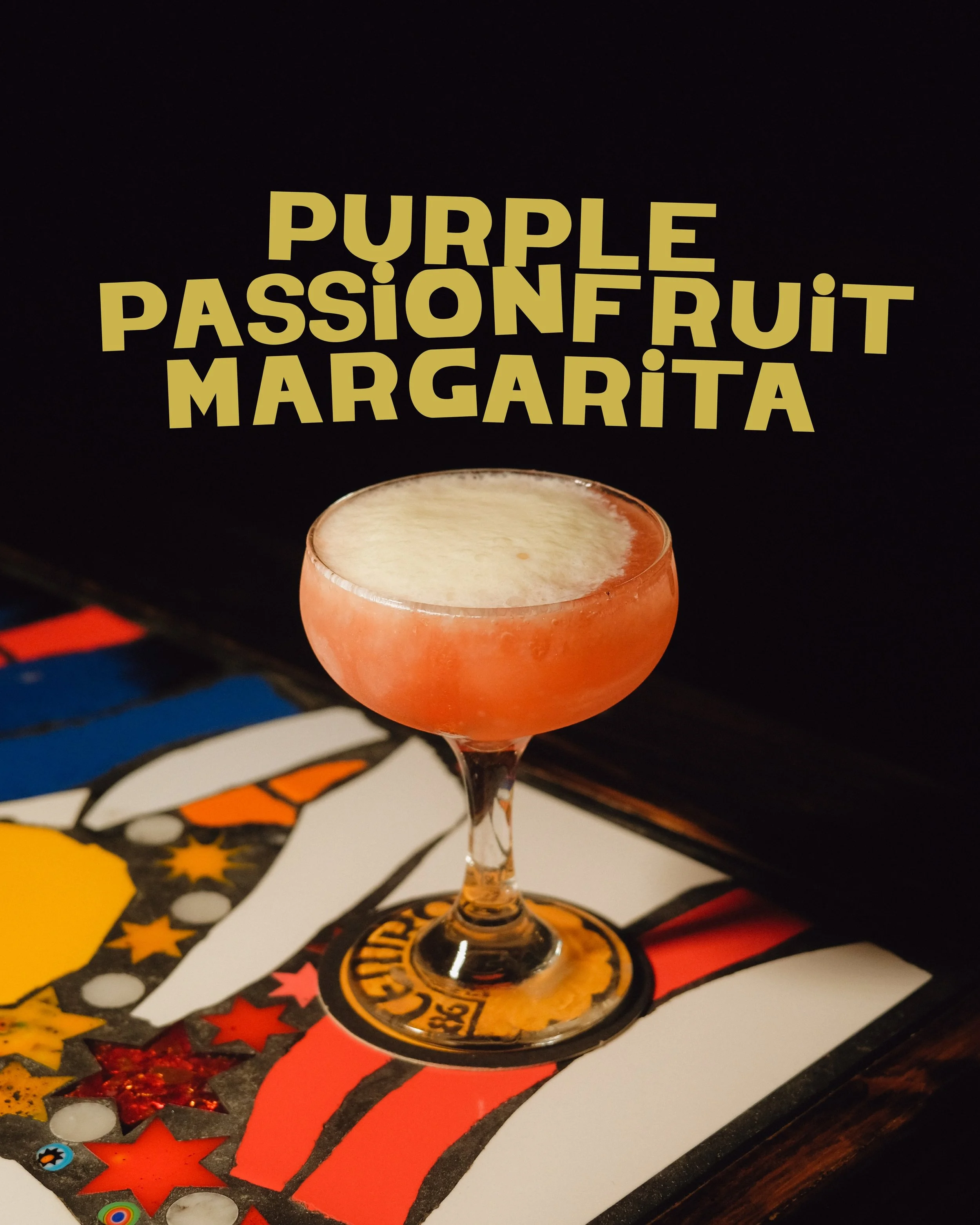 Purple Passionfruit Margarita Especial 💜

Patron Blanco Tequila, Whole Passionfruit, Lime, Yoghurt

This drink tastes like biting directly into a passionfruit picked off the vine. The skins have a lot of the floral flavour as well as a light bittern