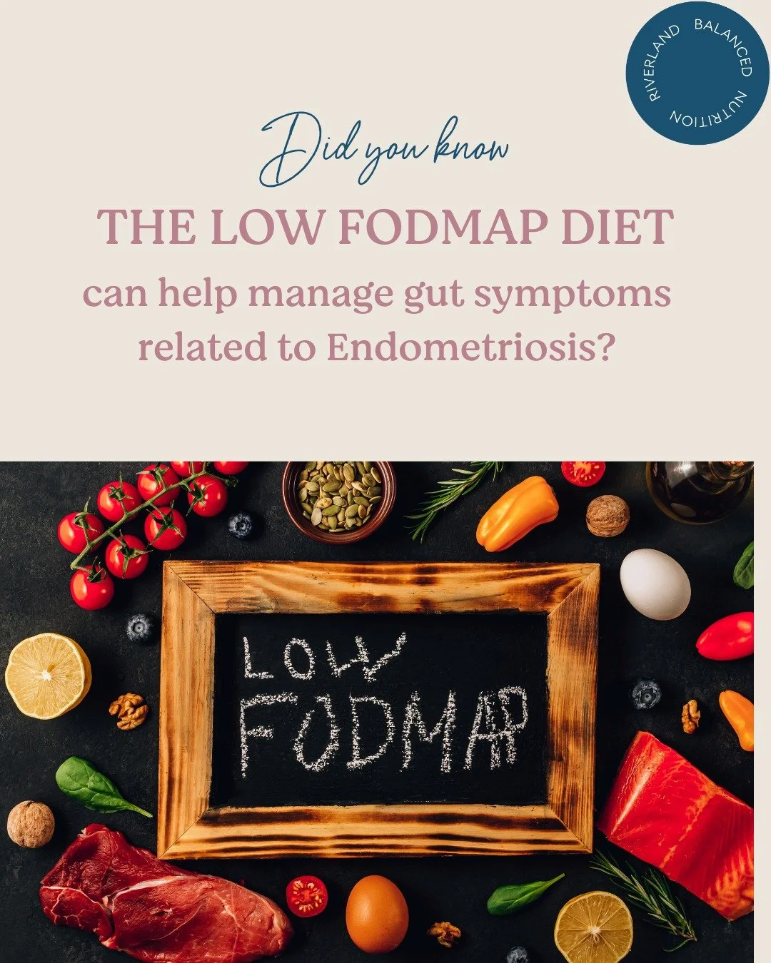 Navigating Endometriosis with Nutrition.

Did you know that diet can play a crucial role in managing endometriosis symptoms? For many, the Low FODMAP Diet can help reduce bloating, pain, and digestive discomfort that often accompany this condition.

