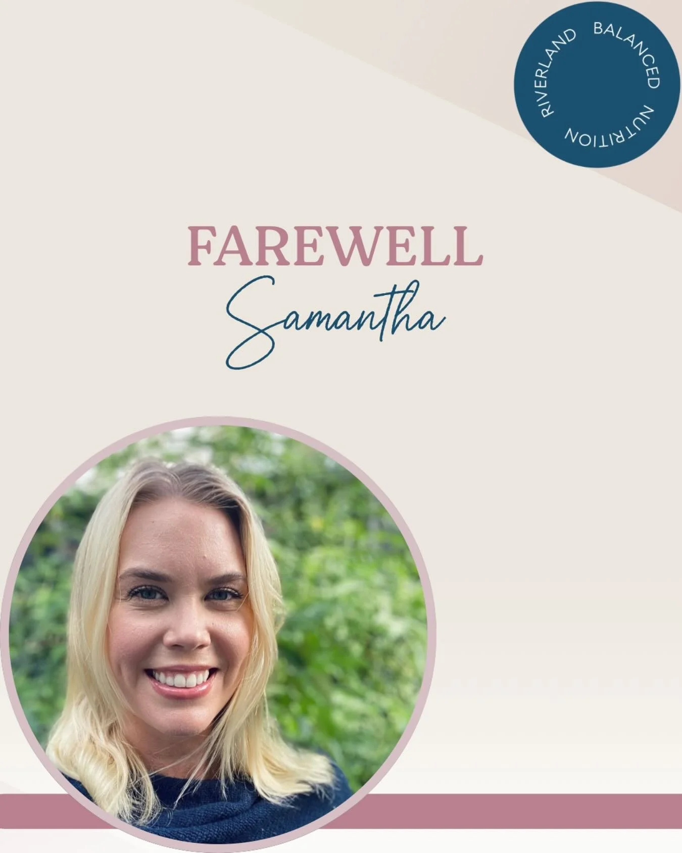 This week we said goodbye to our incredible Telehealth dietitian, Samantha Purvis. 💙

Although her time at RBN was short and sweet, she&rsquo;s been such a wealth of knowledge and support for our clients. We&rsquo;ve loved having her as part of the 