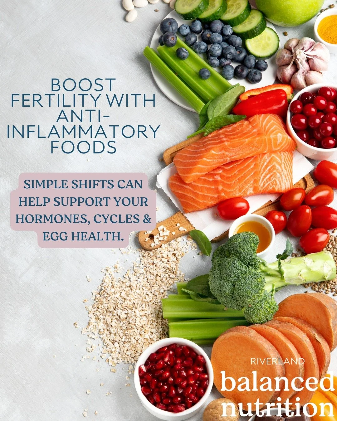 Trying to boost your fertility naturally?

The foods you eat can make a real difference. Chronic inflammation can impact hormones, egg quality, and implantation, but nutrition is one of the most powerful tools we have to calm it.

Think colourful veg