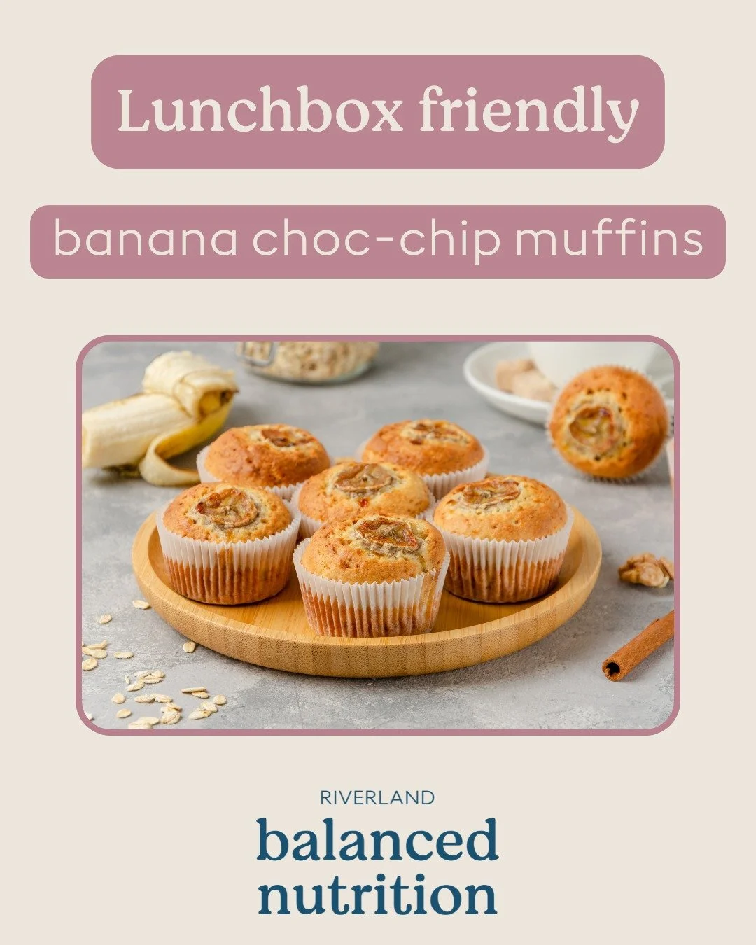 Same delicious muffins&hellip; just a little smarter. This updated version includes extra fibre and healthy fats, with a lighter touch on the sugar.

Wholesome Banana Choc Chip Muffins (Updated Version)
Makes 12 muffins

Ingredients

2&ndash;3 ripe b
